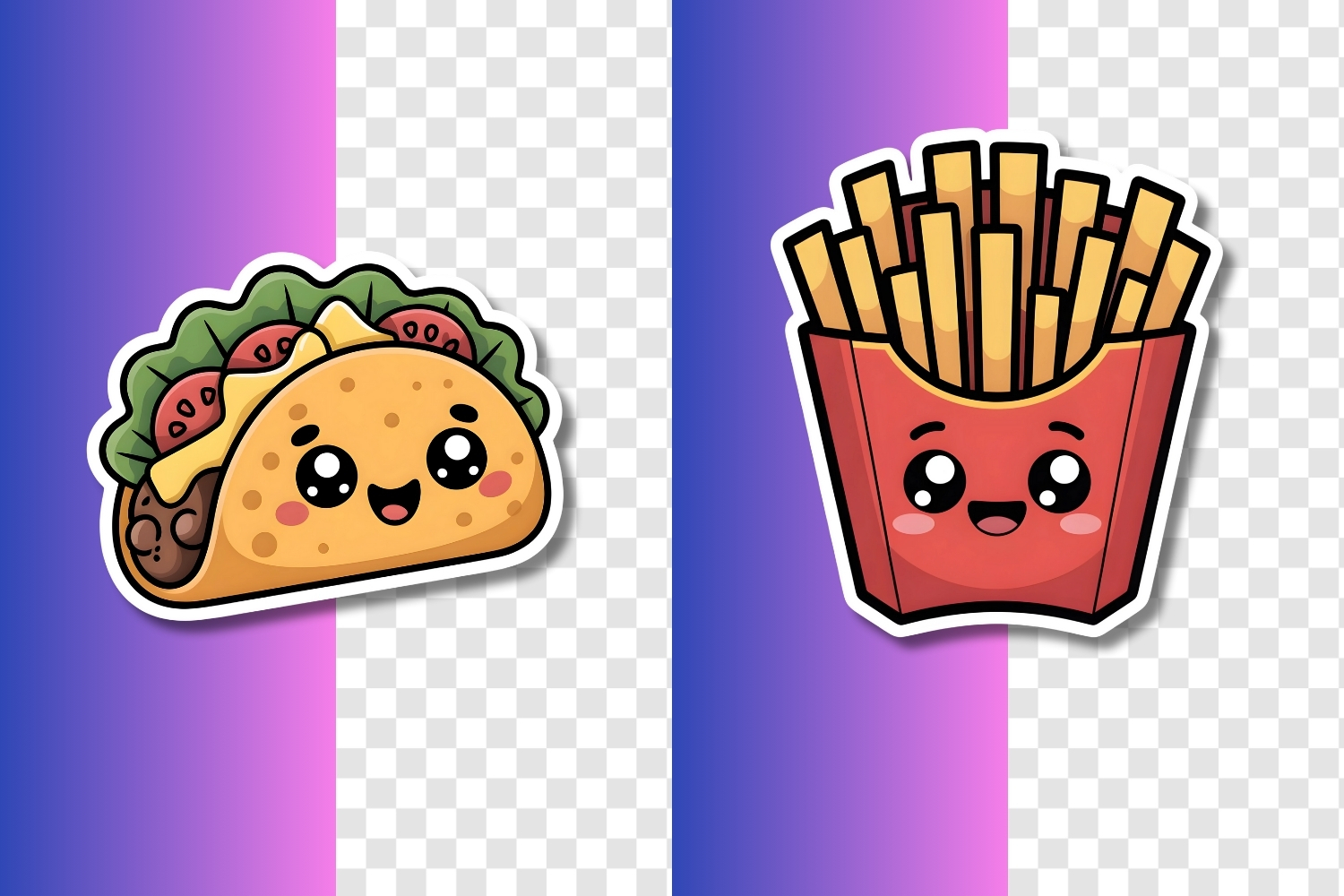 Printable Kawaii Cute Food Stickers Bundle PNG JPG PDF view 3
