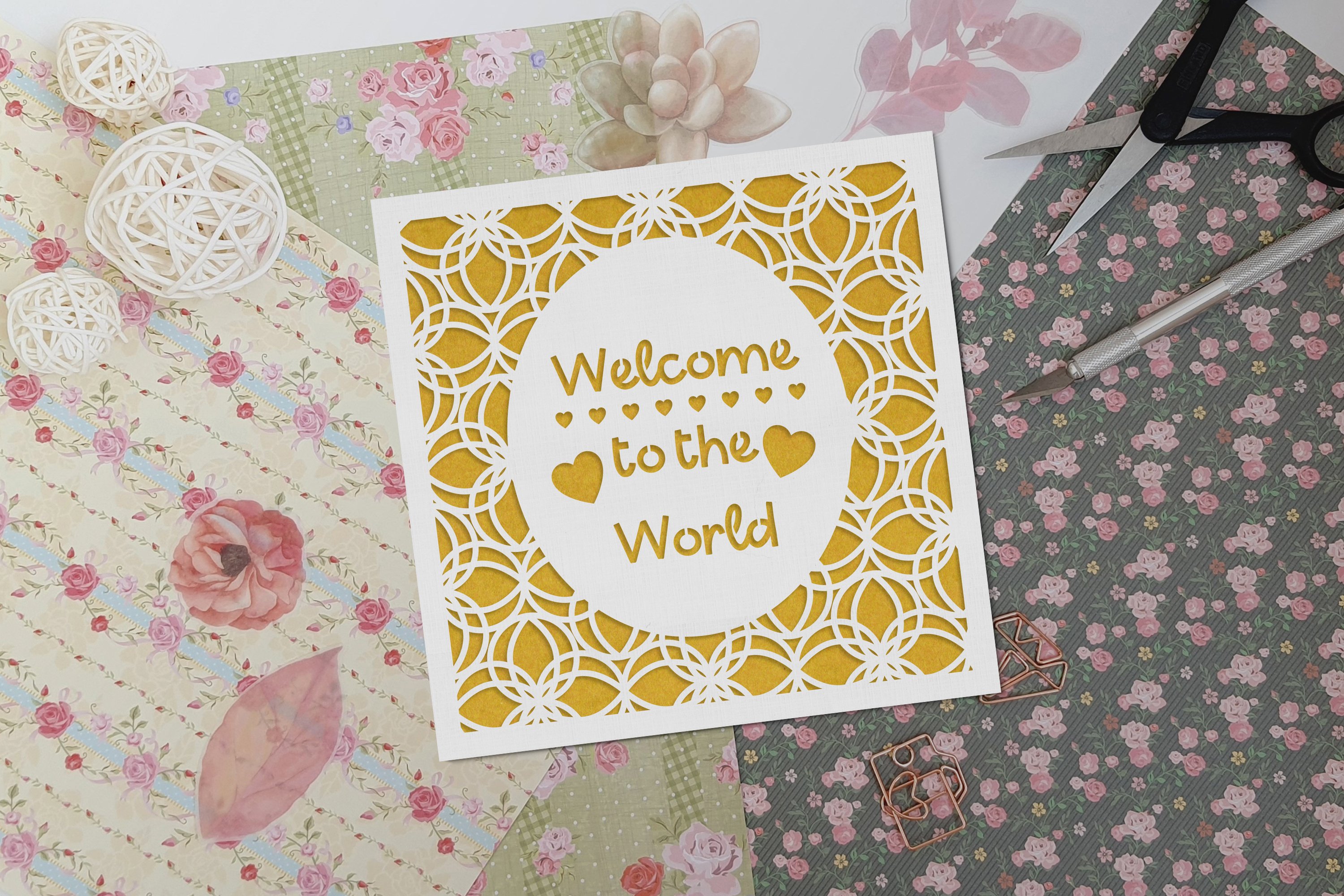 SVG 6 Newborn Cards Set for Silhouette   Cricut view 2