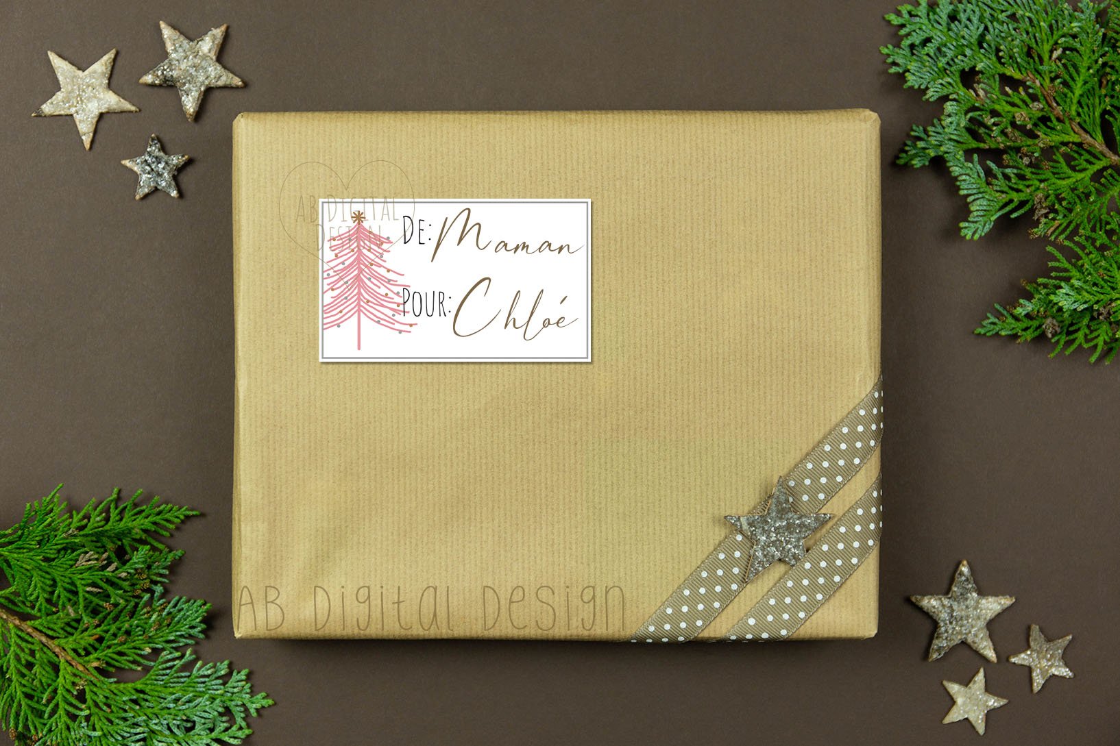 Français Christmas Stickers | Gift Tag Labels | Print   Cut view 2