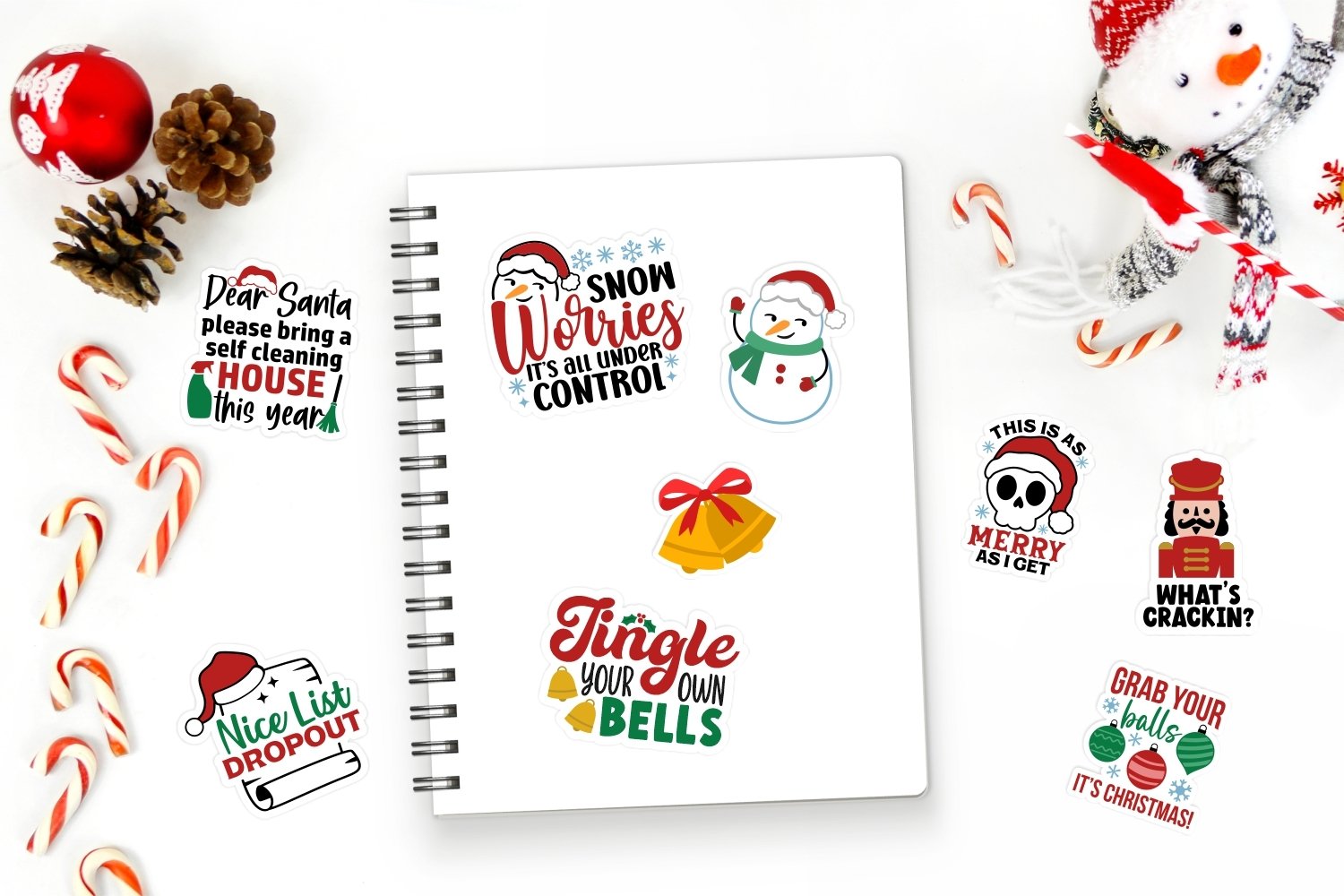 Funny Christmas Stickers | Christmas sticker bundle view 3