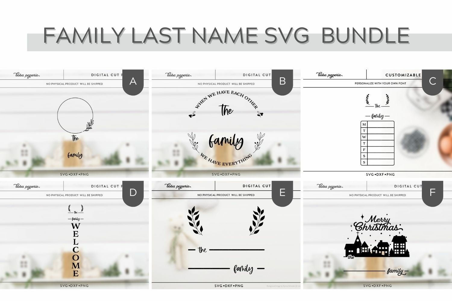 Family Last Name Svg Bundle, farmhouse family sign bundle view 2