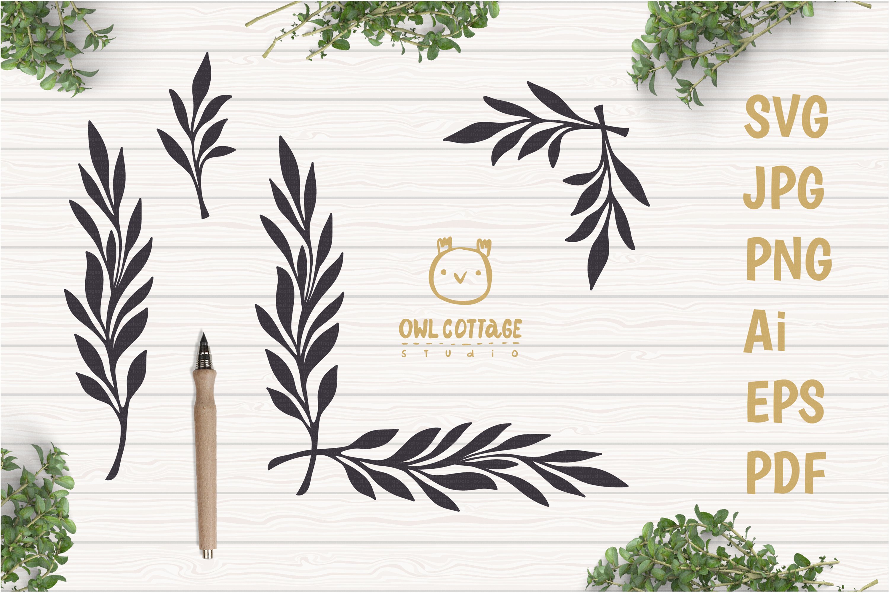 Laurel Leaves SVG Bundle, Floral Decor Bundle, Wedding Decor view 2