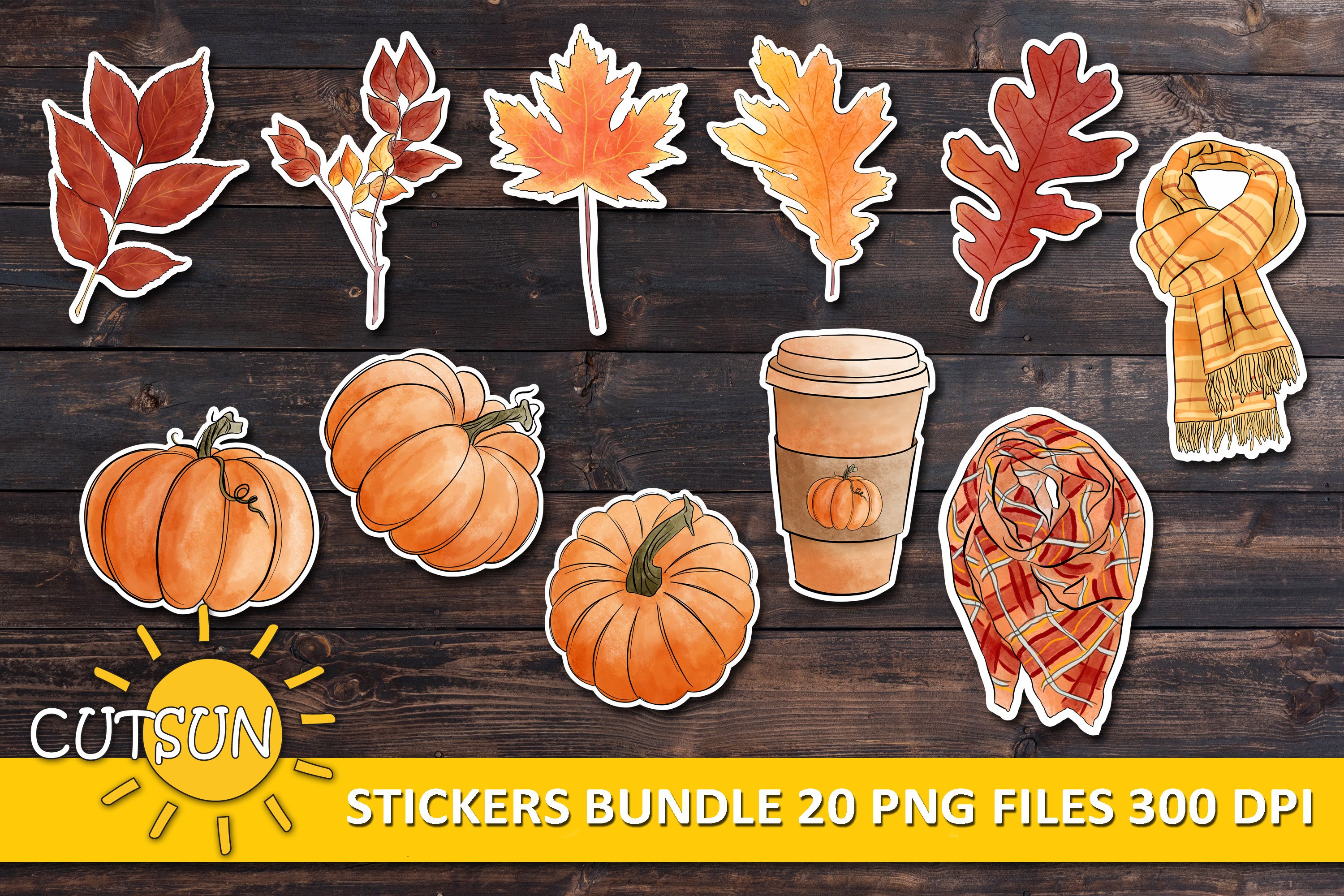 Printable Fall stickers bundle | Autumn Stickers bundle view 2