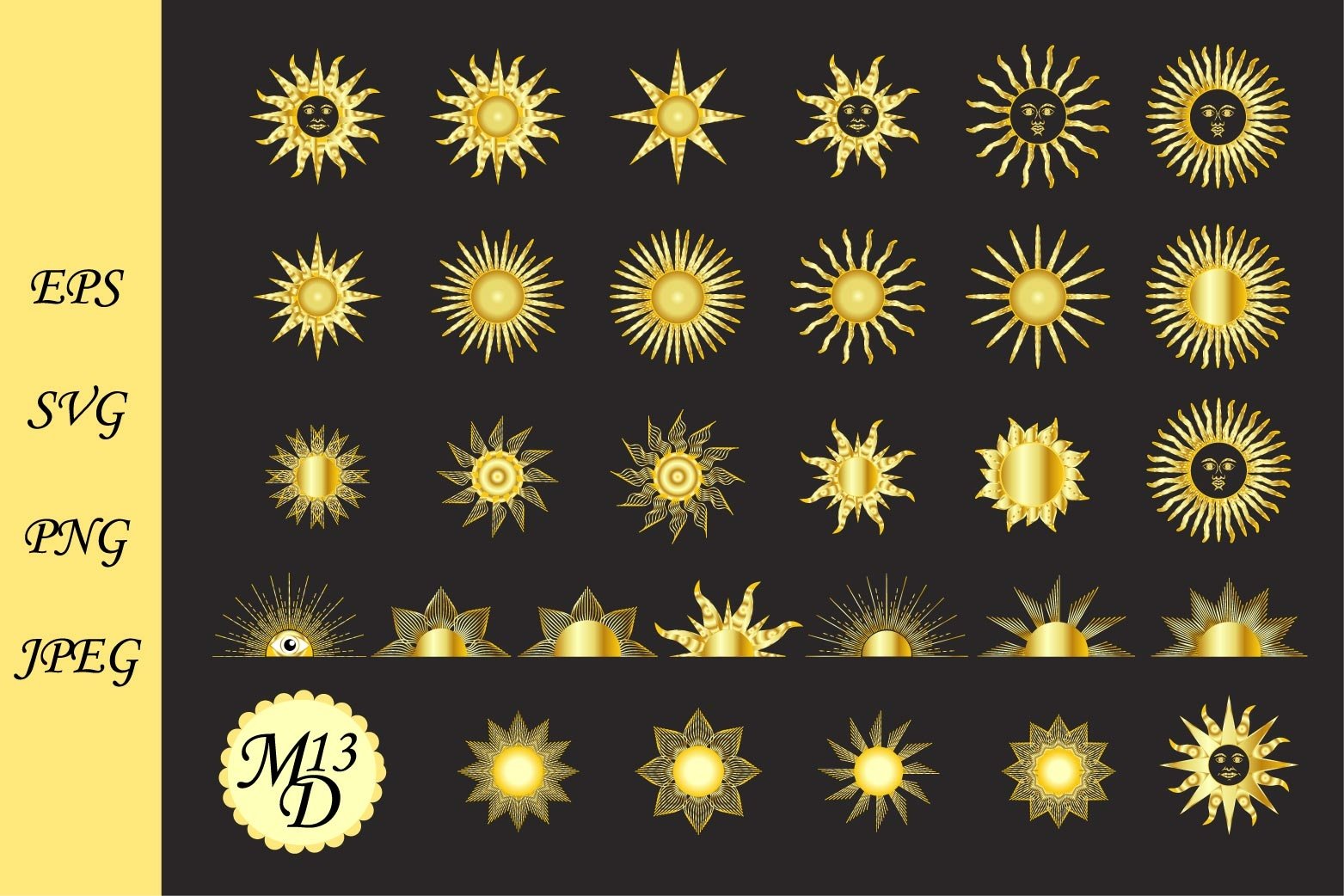 MEGA Magic sun, moon, witch symbols bundle view 2