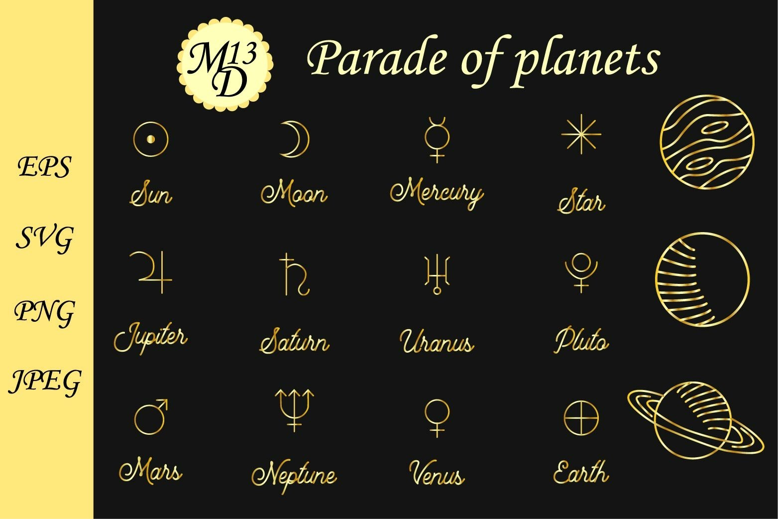 MEGA Magic sun, moon, witch symbols bundle view 3