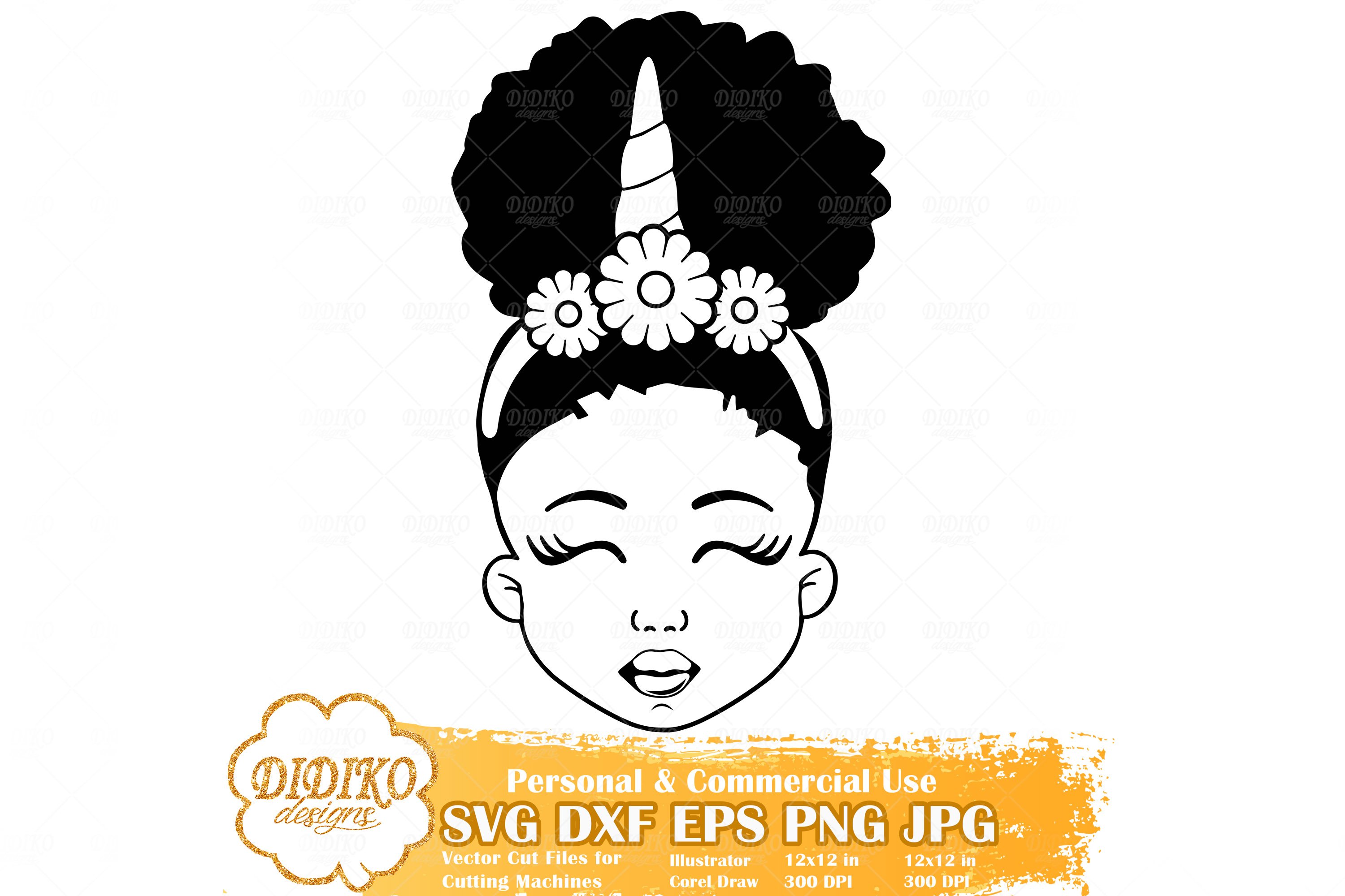 Black Girl Bundle SVG | Afro Girl Unicorn | Silhouette File view 3