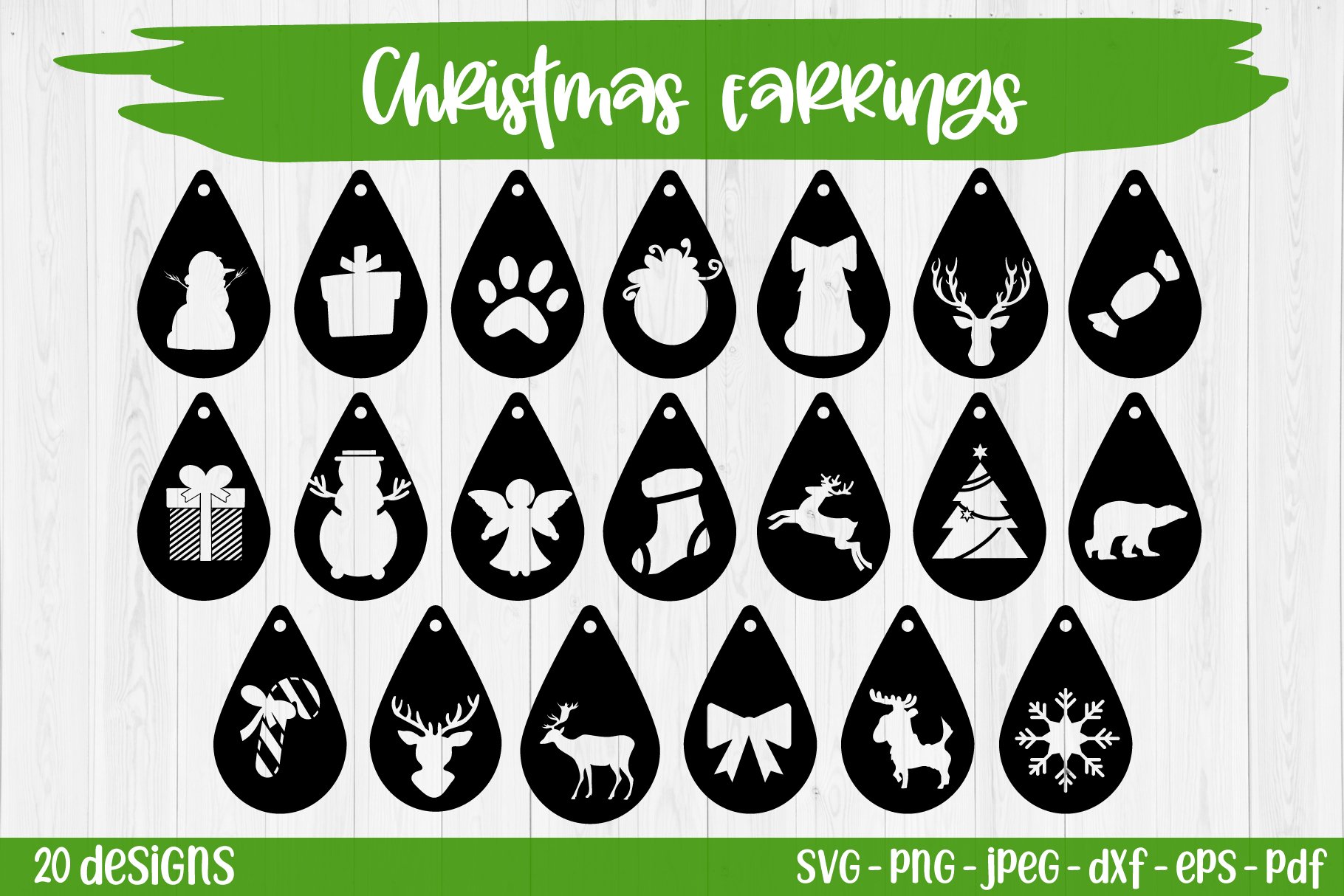 Christmas Mega Earrings SVG Bundle | Christmas SVG view 3