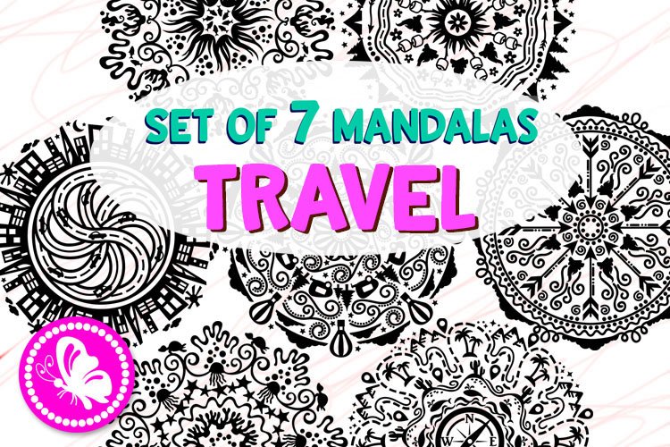 Bundle mandalas set 7 svg Camping Travel Vacay Camp mandala