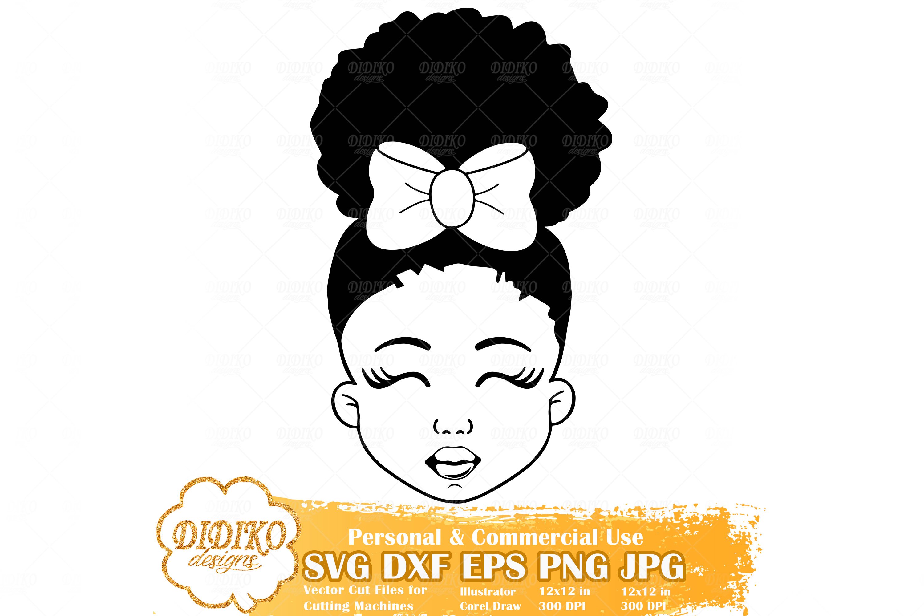 Black Girl Bundle SVG | Afro Girl with Bow| Silhouette File view 3