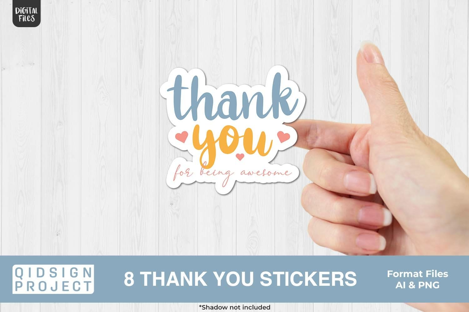 8 Thank You Stickers, made with love, Packaging stickers view 2