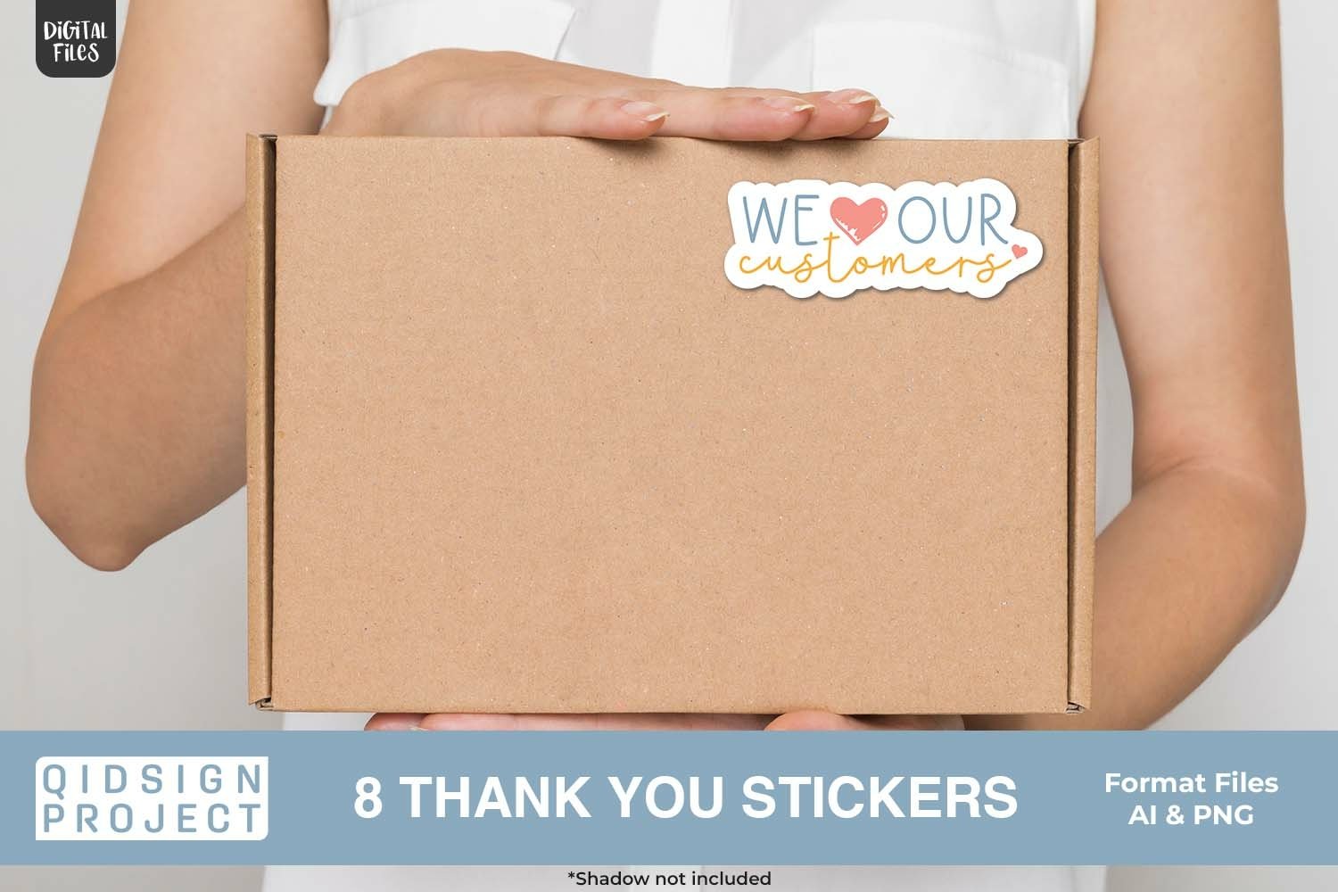 8 Thank You Stickers, made with love, Packaging stickers view 3