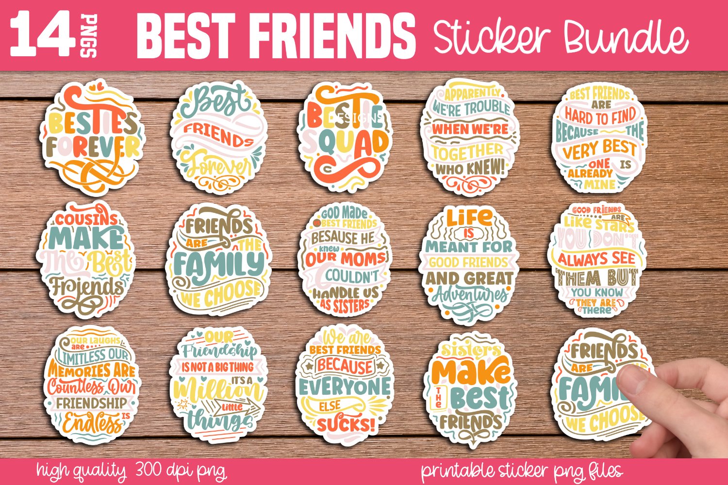 Best Friends digital stickers, printable stickers png