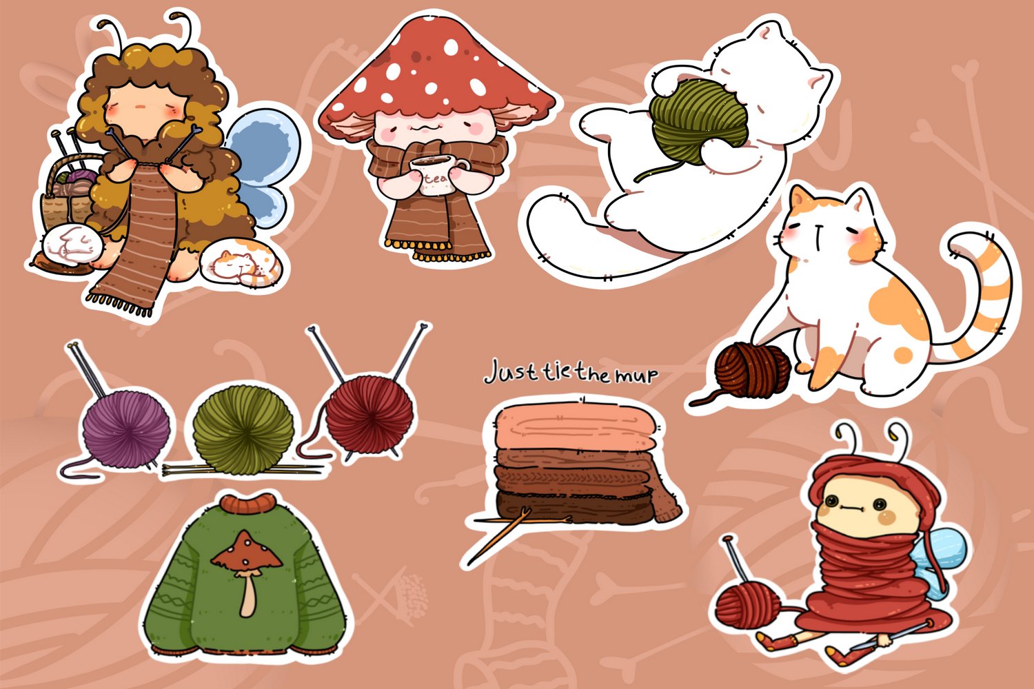 Cozy Kniting stiker set I love knitting view 2