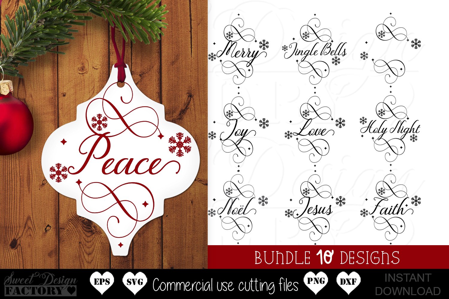 Christmas tile Ornament SVG Bundle view 3