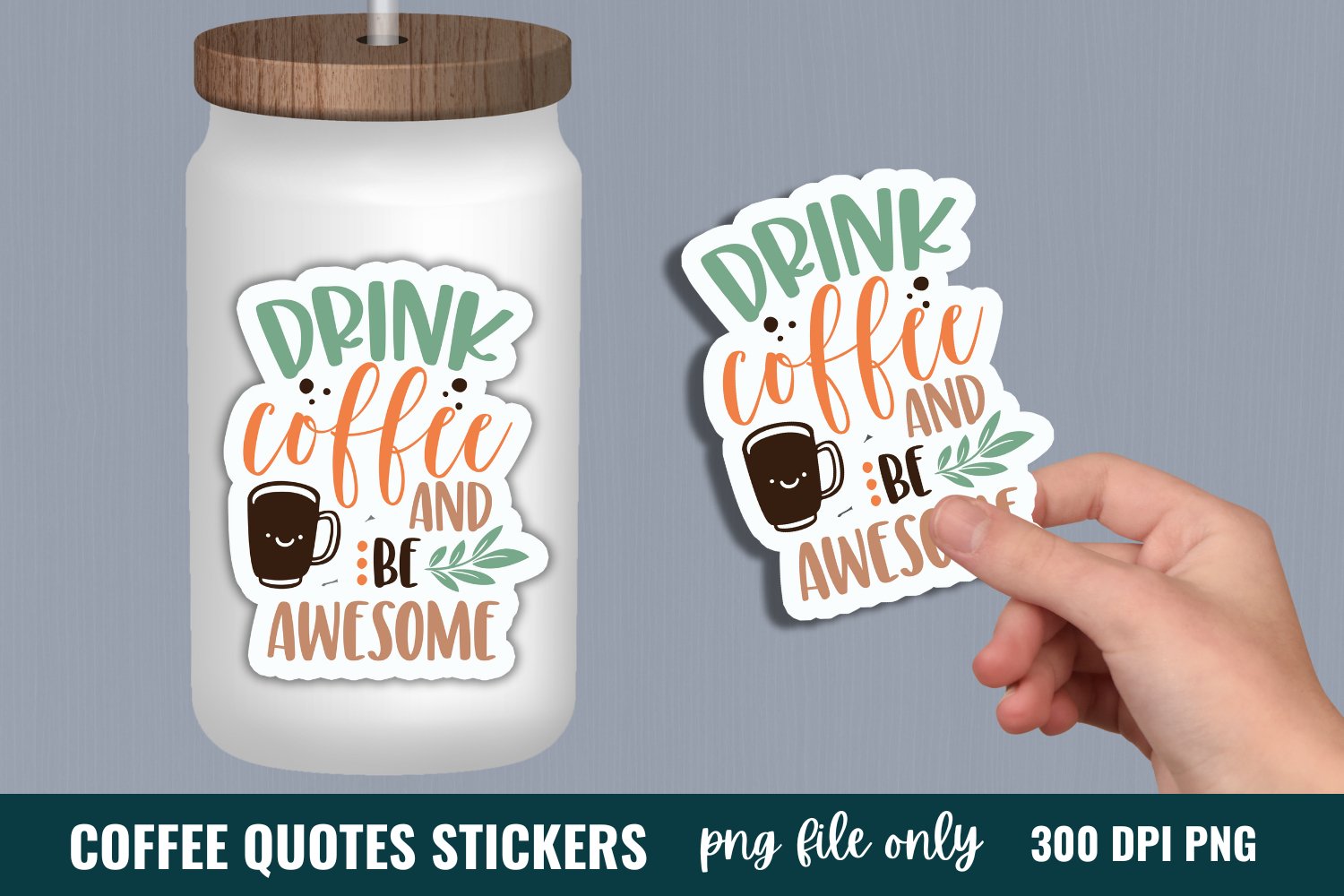 Coffee Sticker Bundle, Printable Coffee Sticker Bundle view 3