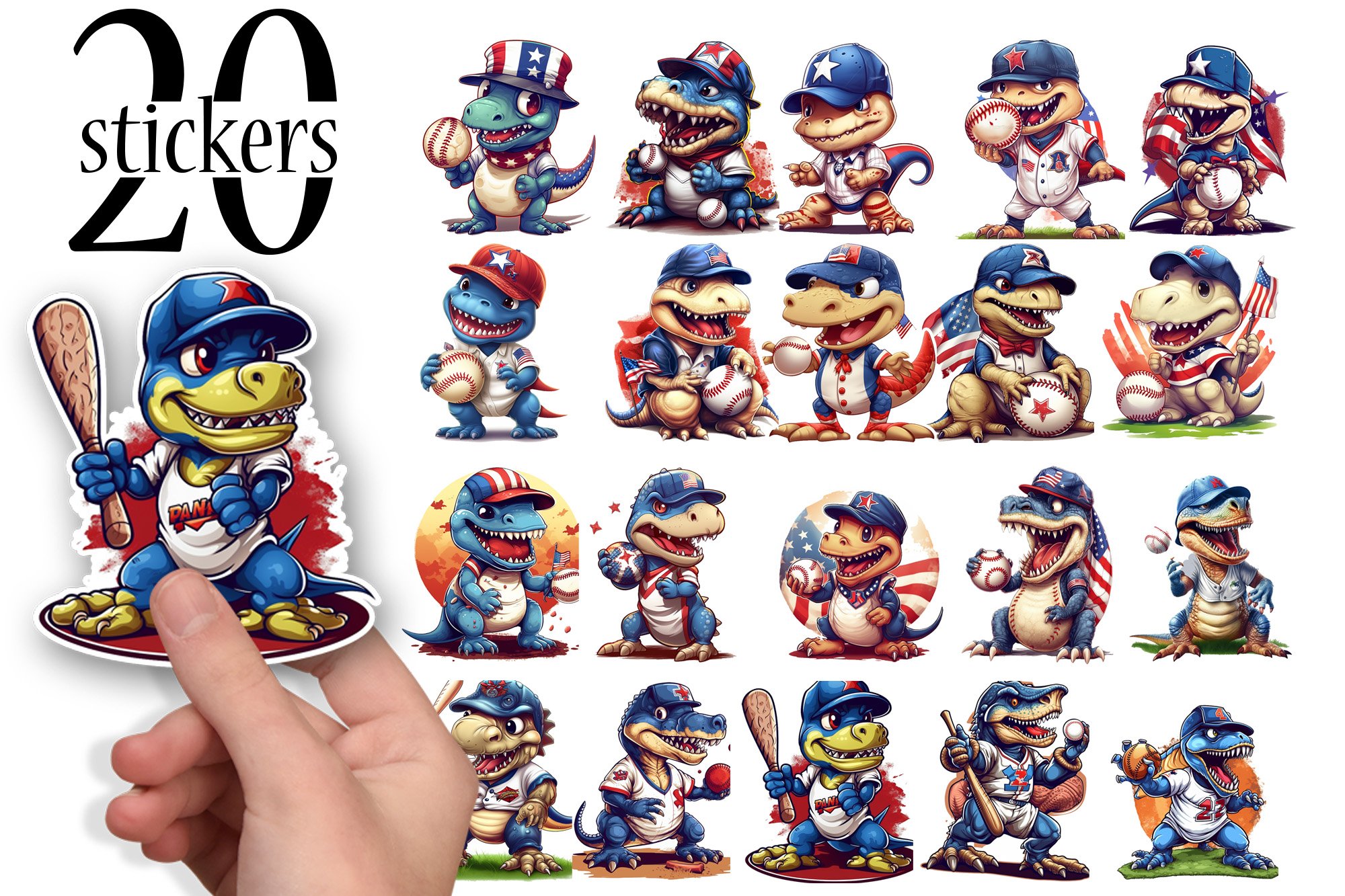 Dinosaur Baseball Stickers for Helmets   More Sticker bundle