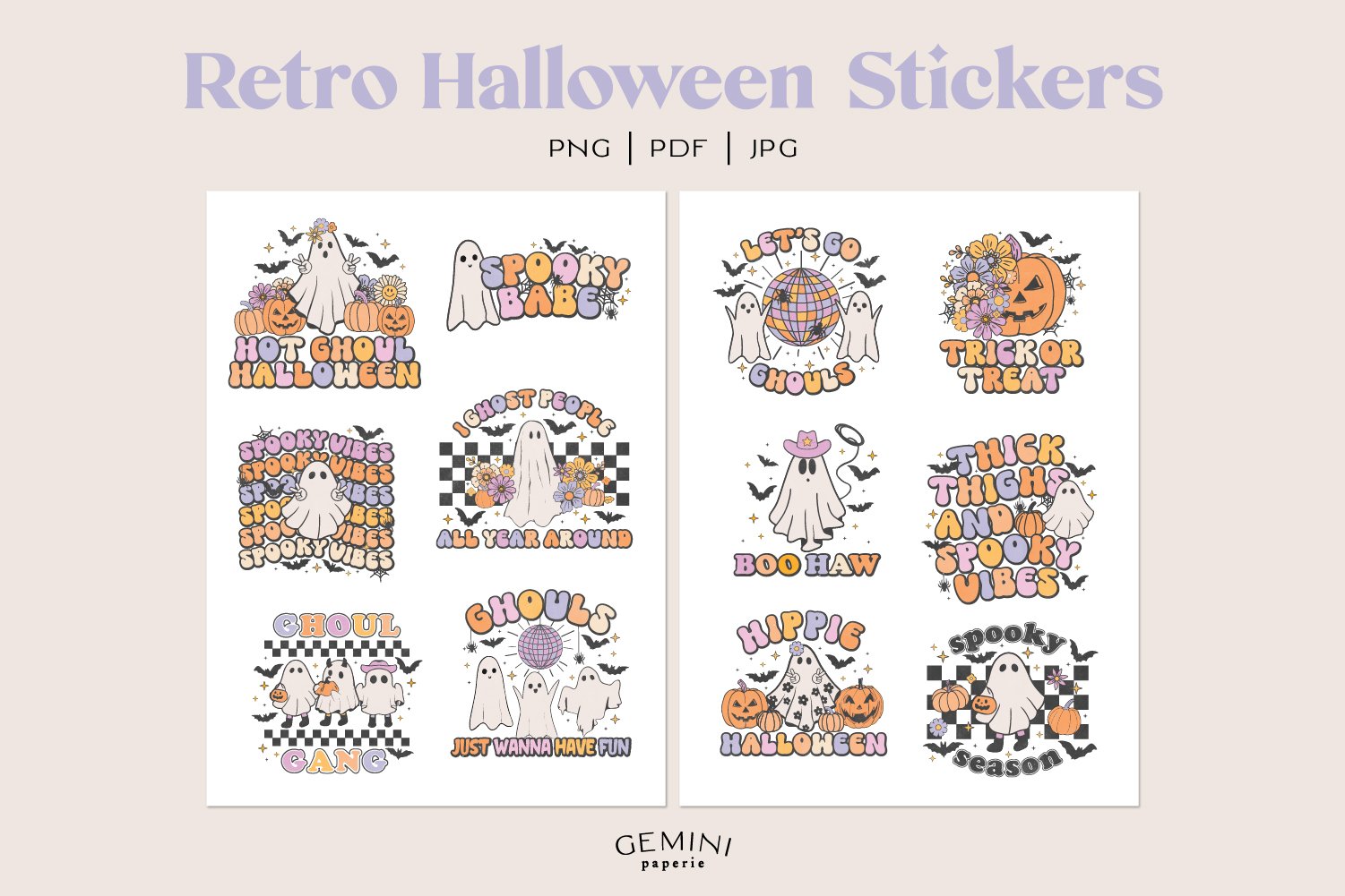 Retro Halloween Stickers | Halloween PNG Stickers view 2