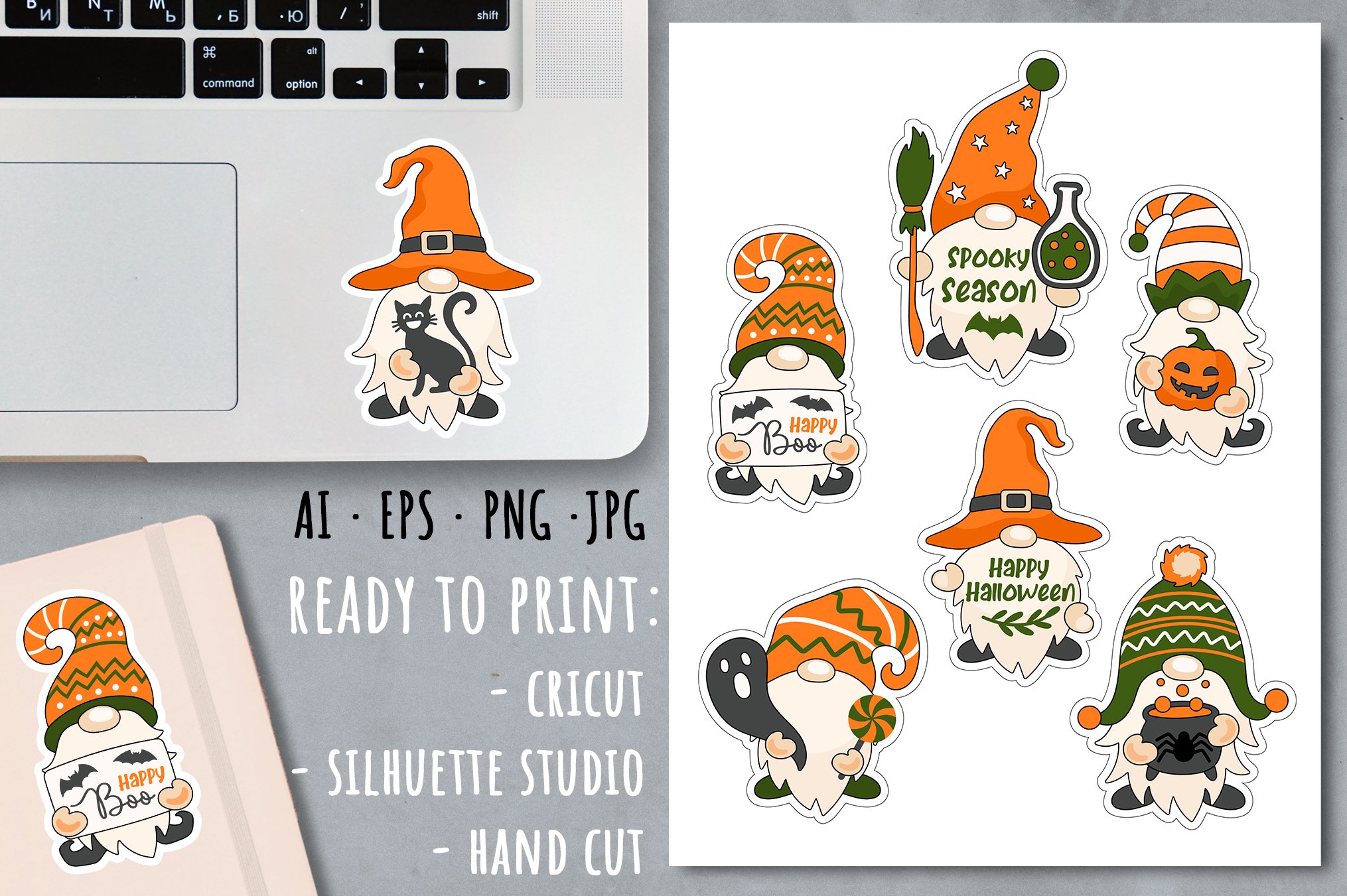 Halloween sticker bundle / Halloween stickers in PNG view 3