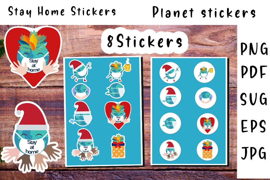 stickers png. Planner stickers.Stickers Planet character
