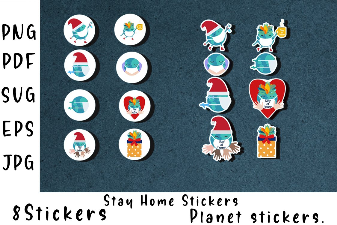 stickers png. Planner stickers.Stickers Planet character view 3