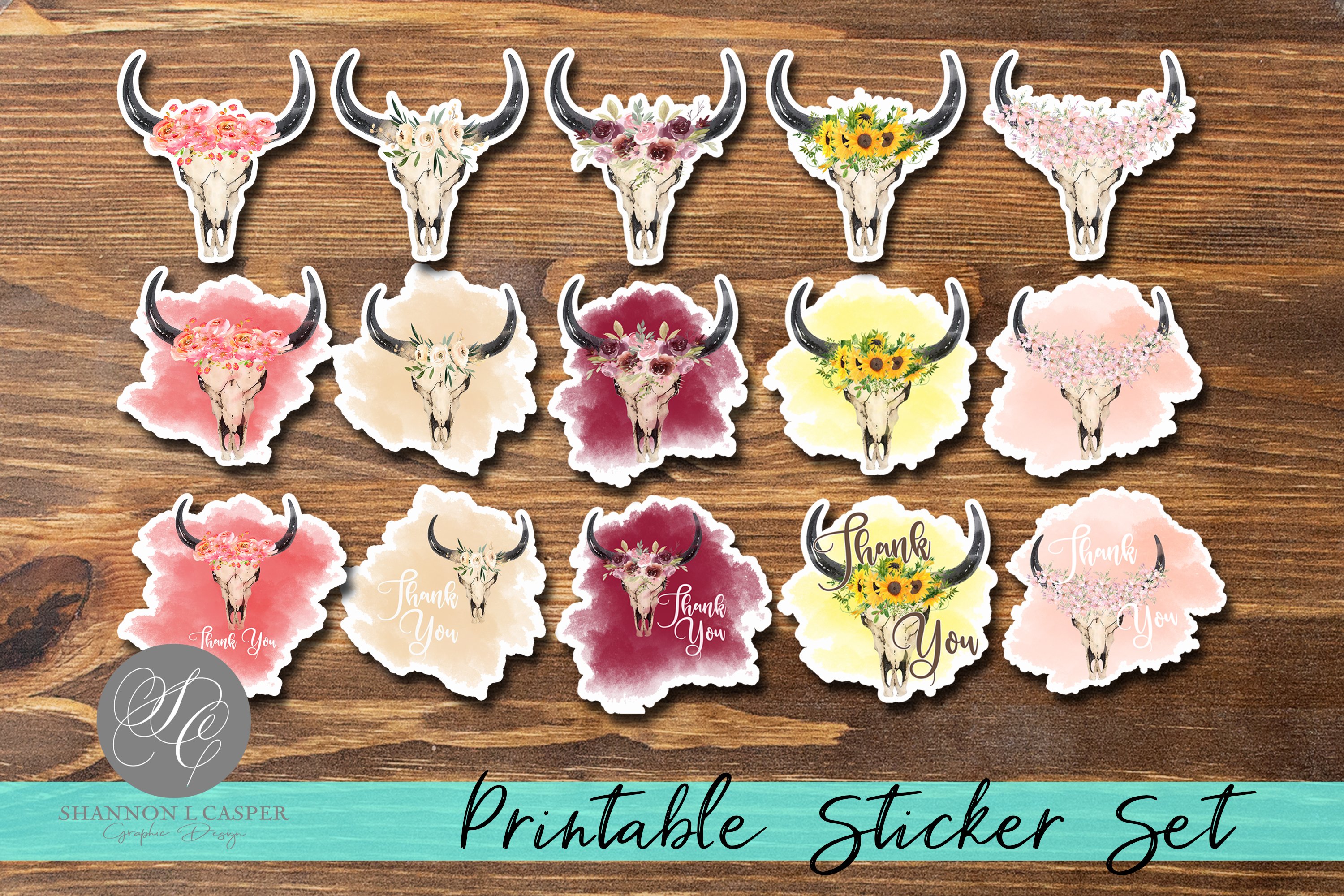 Boho Floral Sublimation|Thank You Stickers