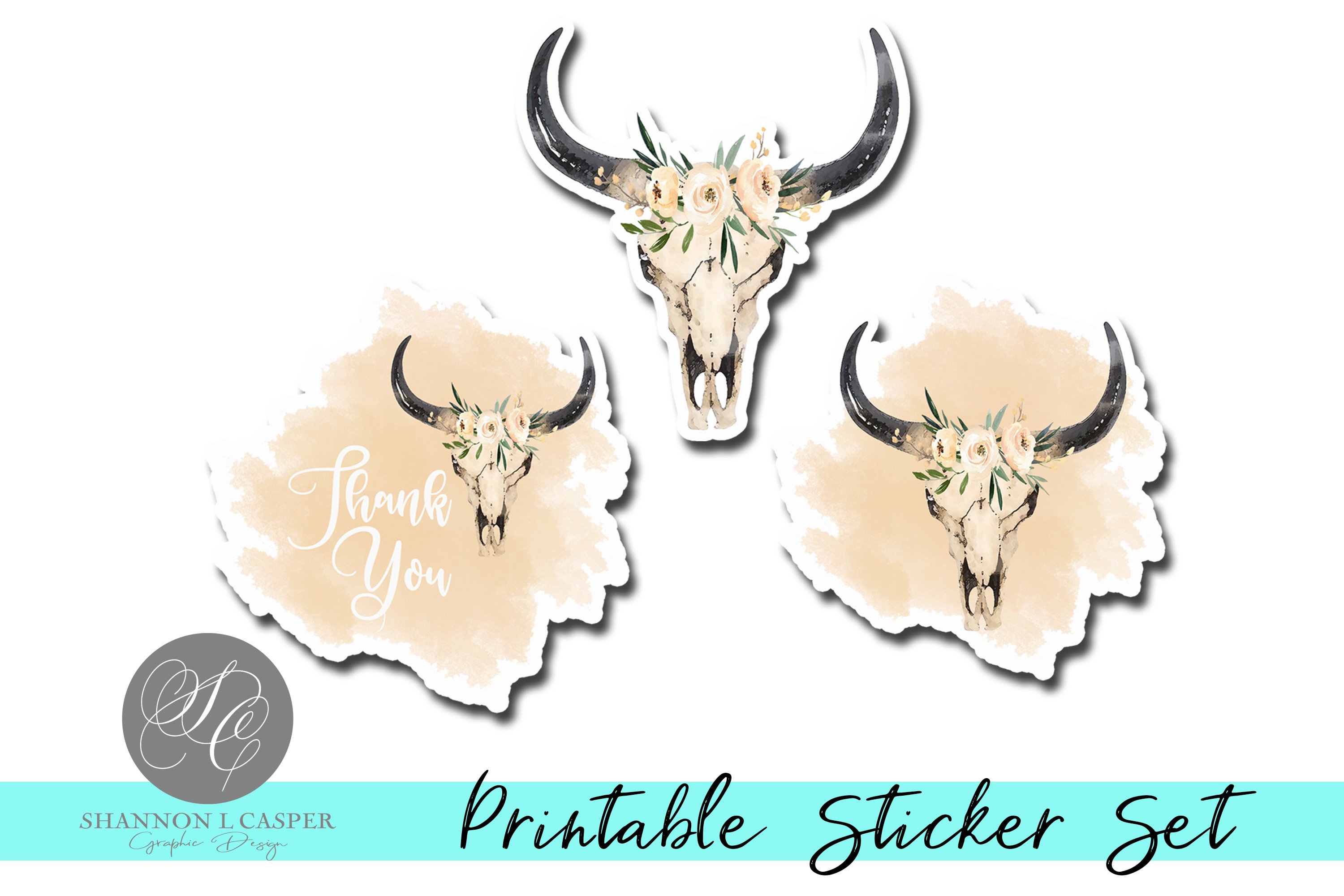 Boho Floral Sublimation|Thank You Stickers view 3