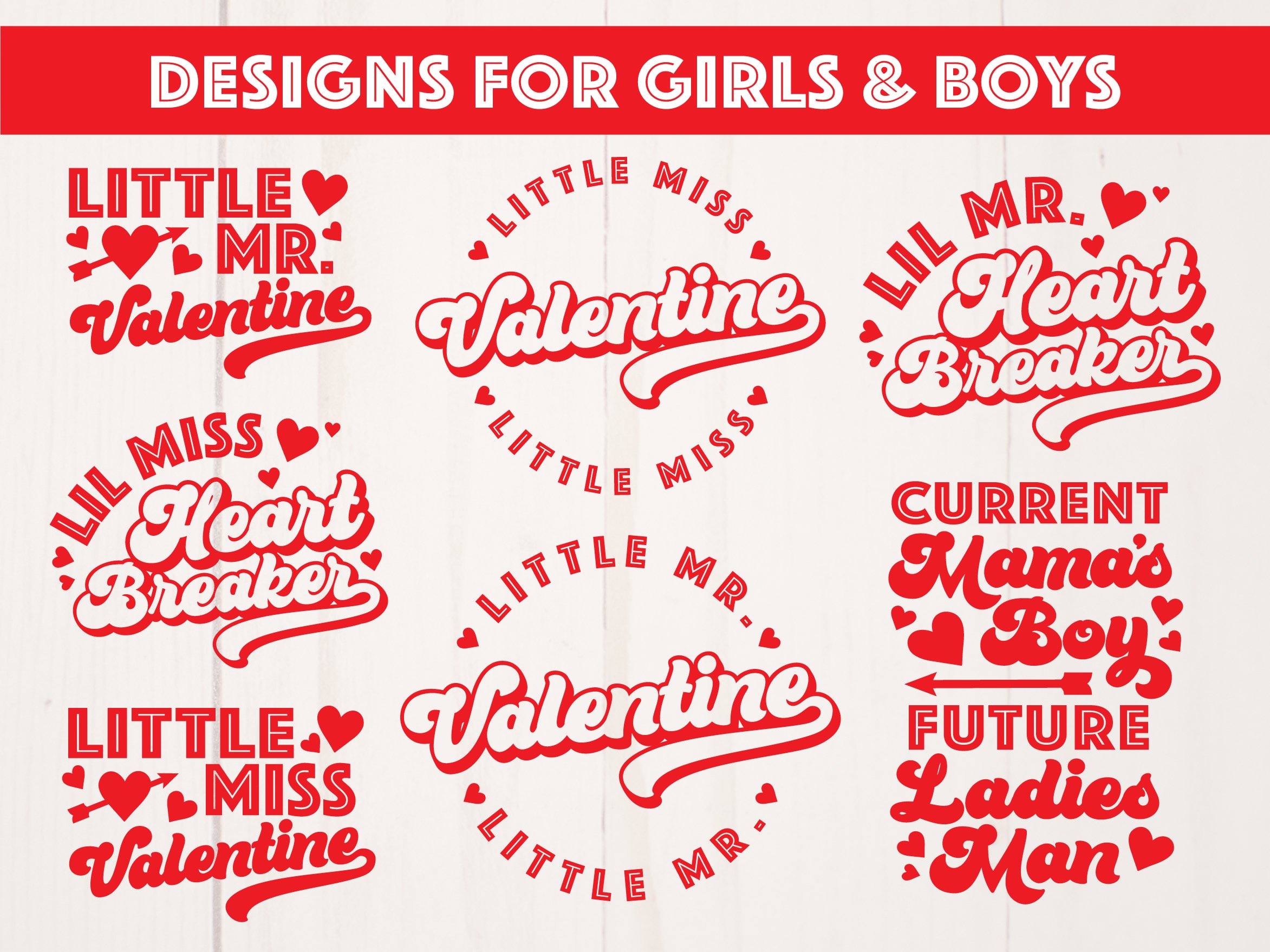 Kids Retro Valentines Day Bundle - 24 Designs! view 3