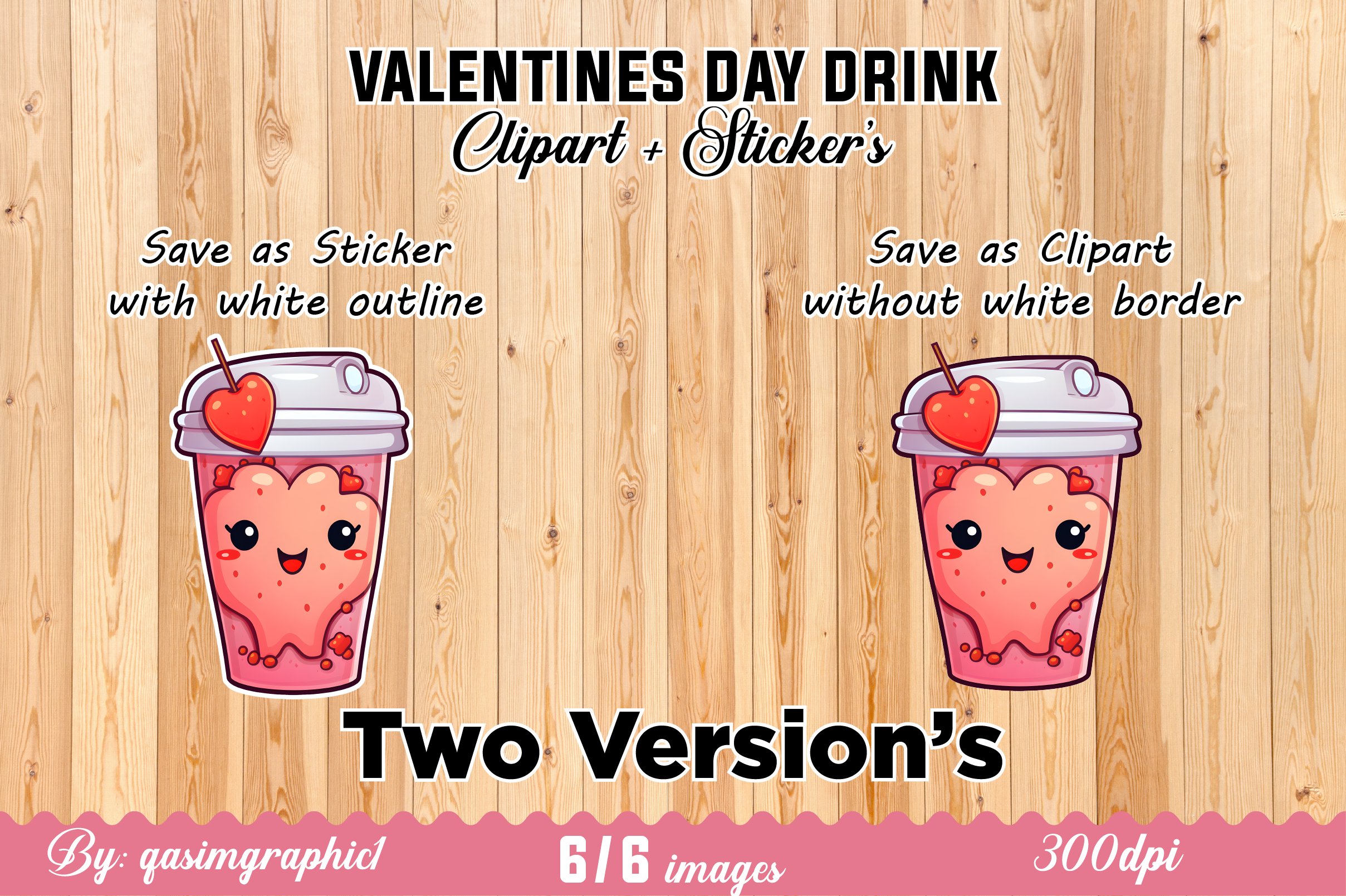 Cute Valentines Day Love Stickers, Valentines Day Drink view 2