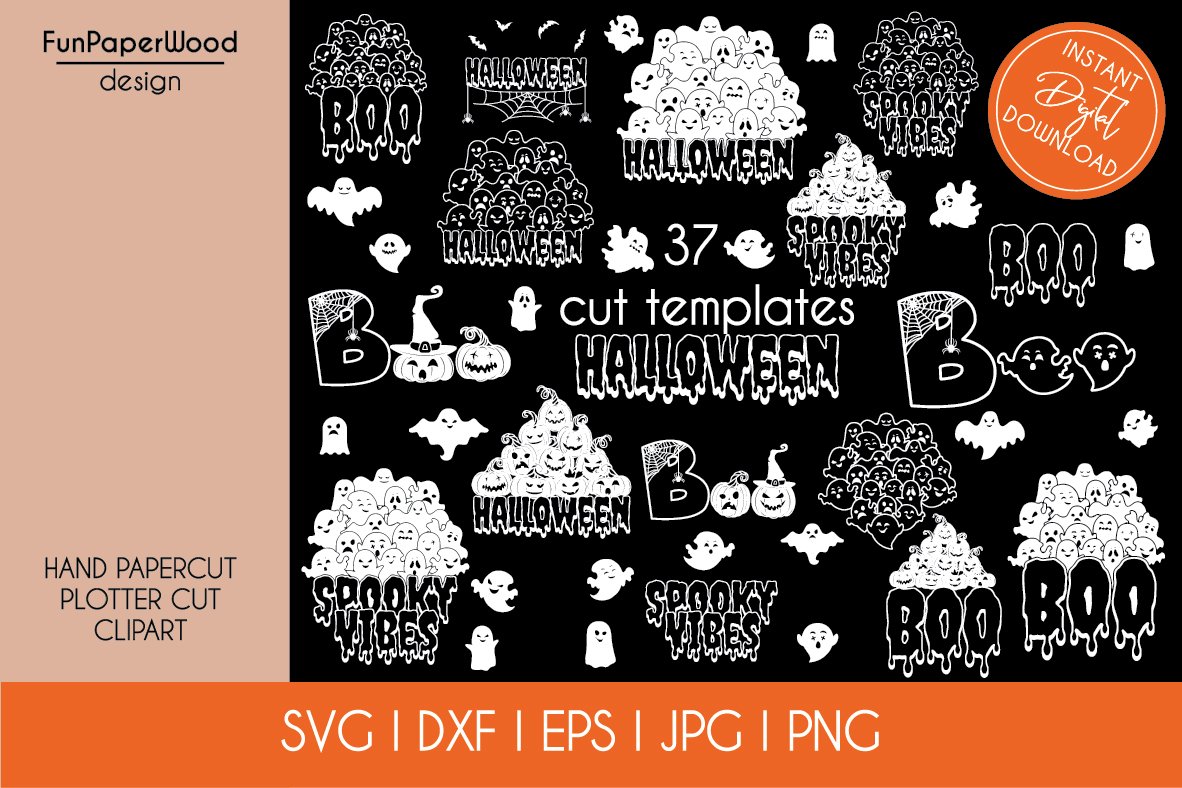 Bundle 37 Cartoon Spooky Halloween SVG DXF EPS cut files