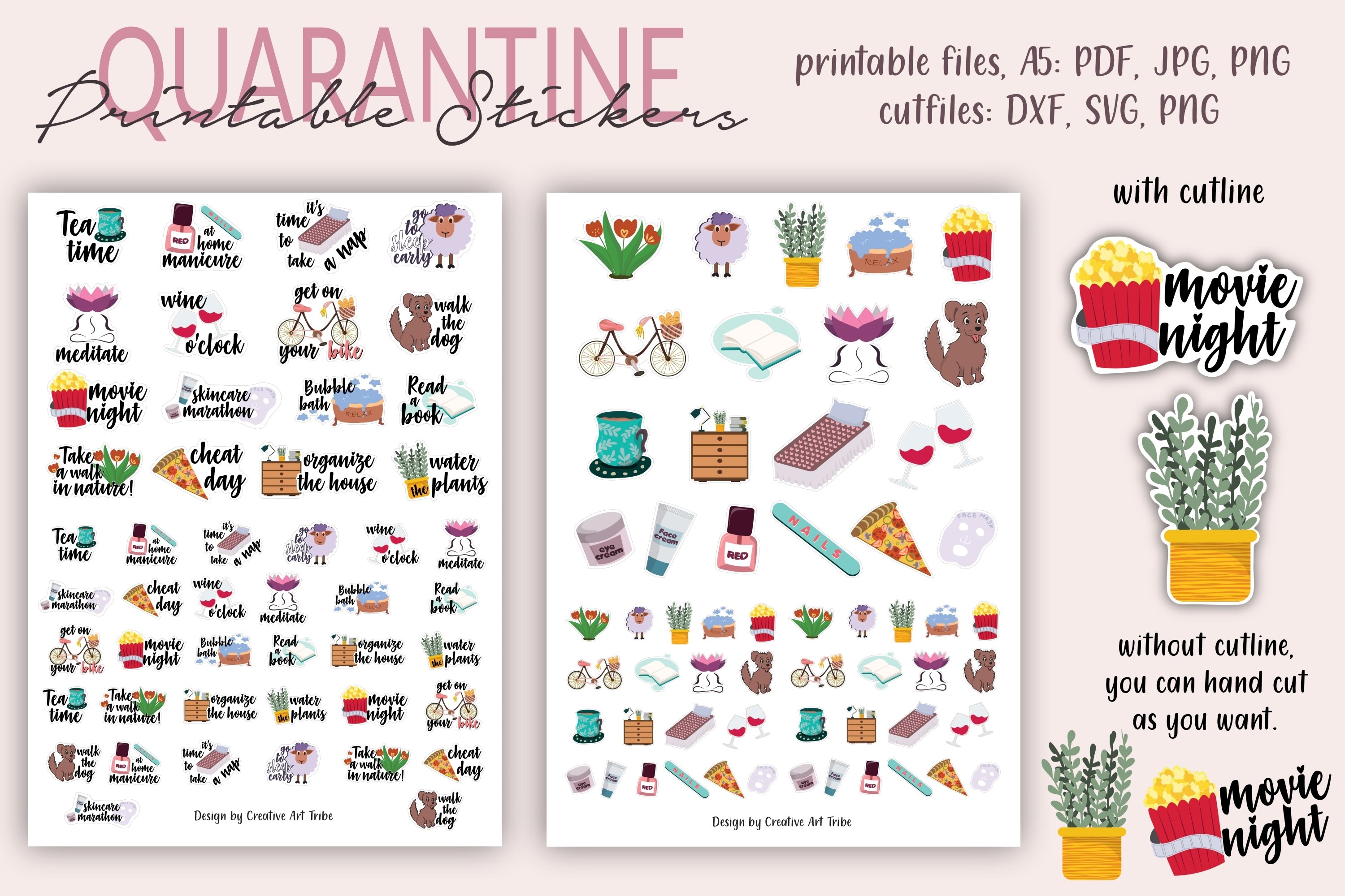 Quarantine Stickers, Stickers Set, Planner Stickers, cutfile