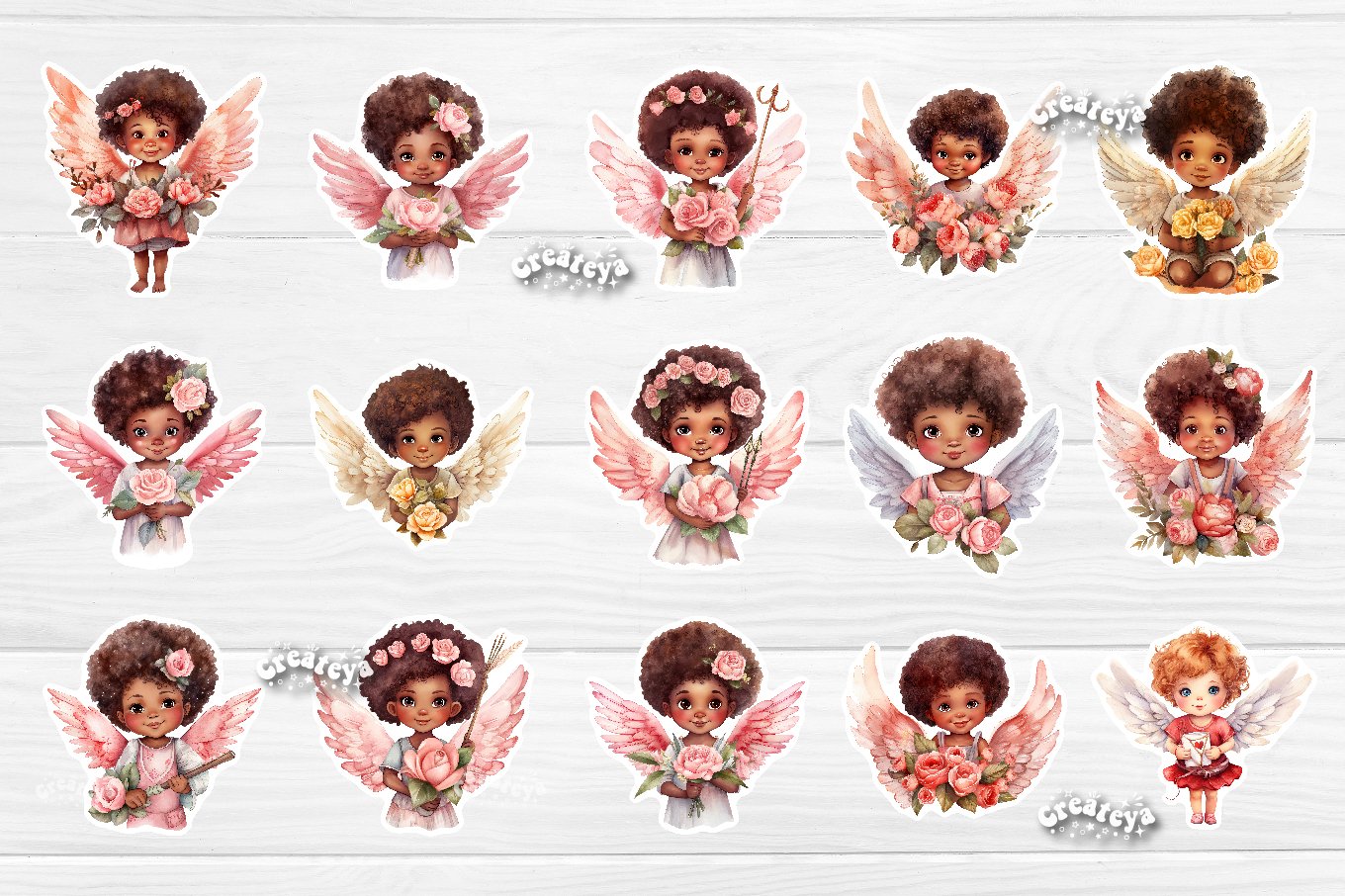 Valentine Stickers png Cute Printable Stickers Cupid Angel view 3