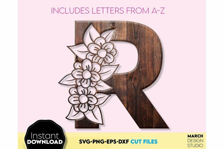 Floral Alphabet SVG | SVG Letter Alphabet| Floral Monogram view 3