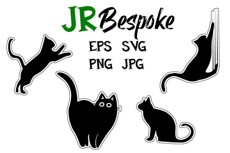 Printable Black Cats Stickers Pack - PDF, SVG, and PNG Files