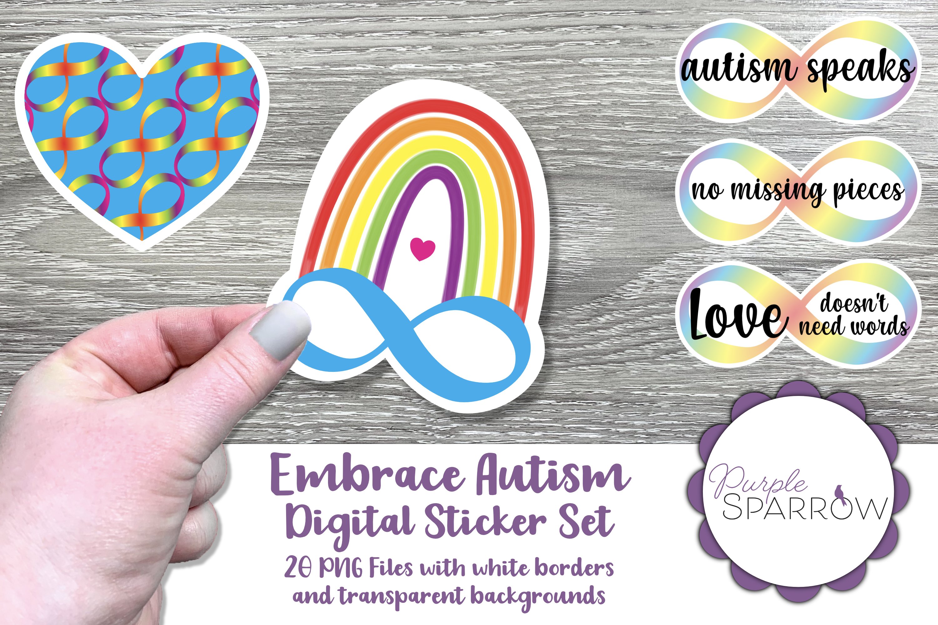 Embrace Autism Digital Sticker Set - 20 PNG files