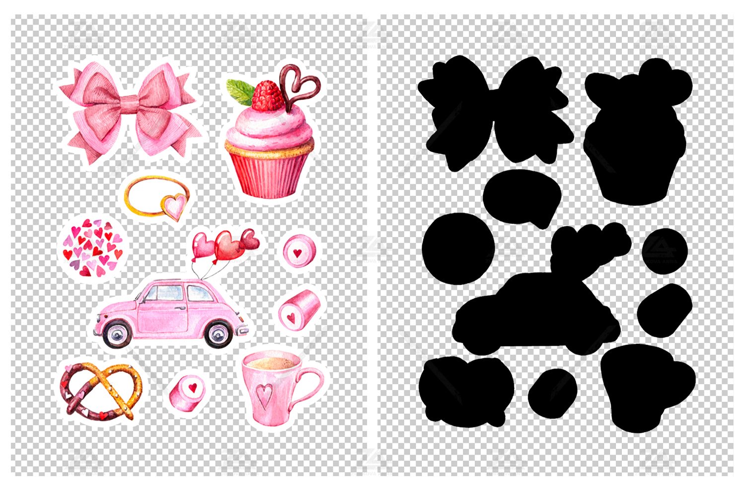 Valentines Day Printable Stickers. Cricut Design. Sheets PNG view 3