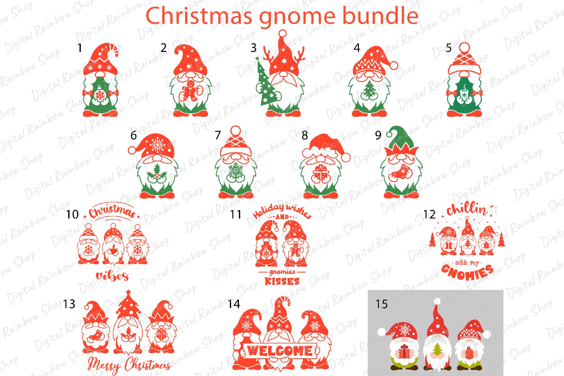 Christmas svg bundle, quotes, ornaments, gnome, door sign view 3
