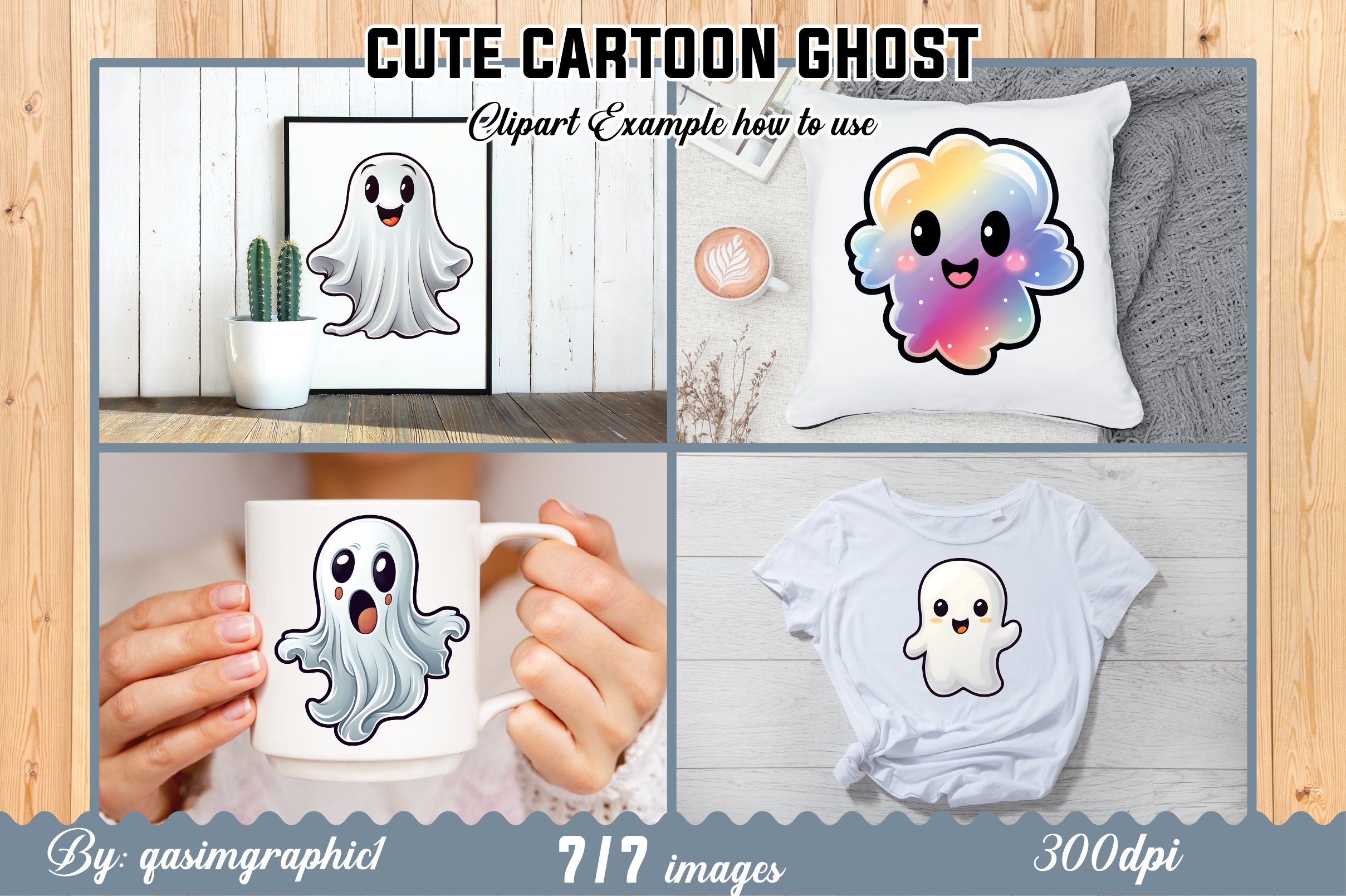 Cute Cartoon Ghosts Stickers for kids PNG, Sticker for Notes view 3