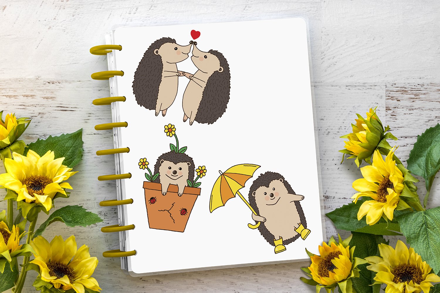 Summer Hedgehog Stickers Set, Cute Hedgehogs Sticker Bundle view 3