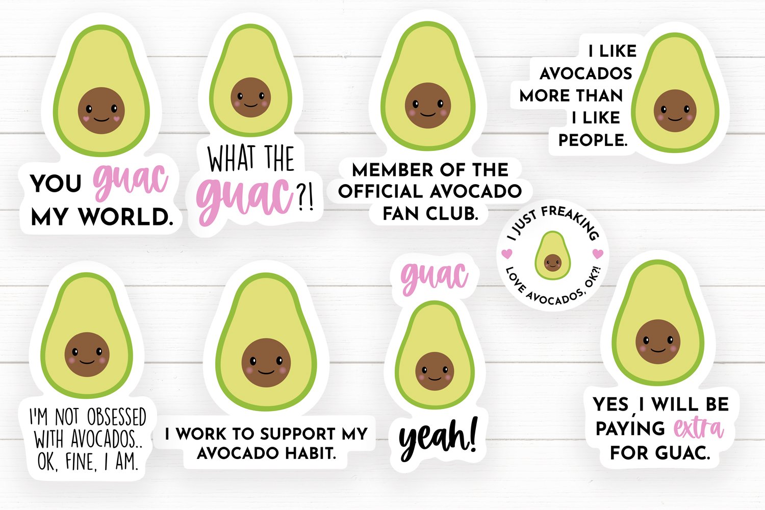Avocado Sticker Bundle - 10 Printable Stickers view 3