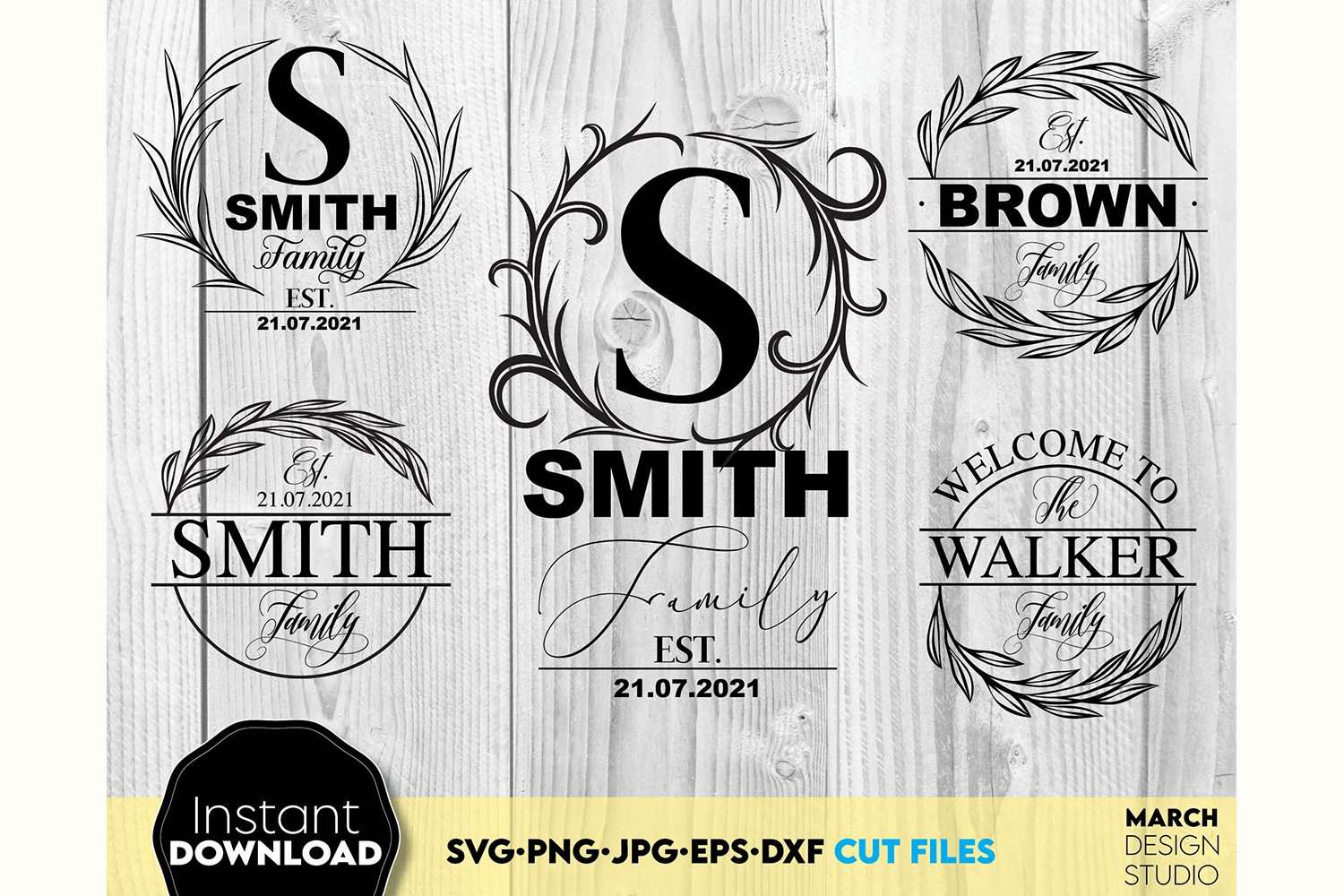 Monogram SVG, Family Sign SVG, Wreath Monogram SVG, Circle