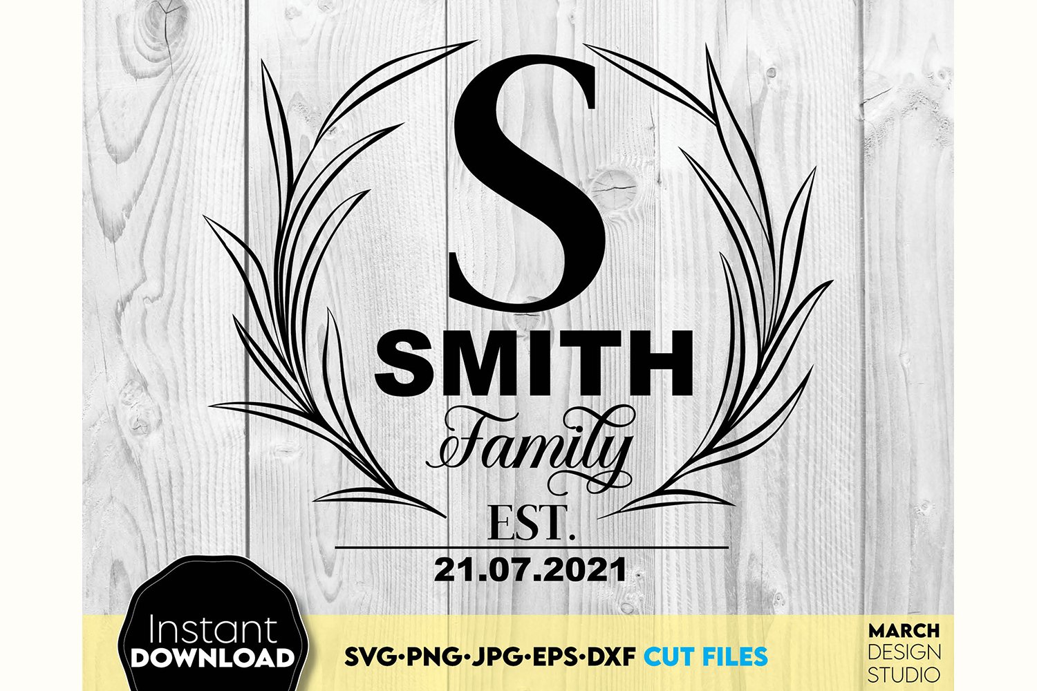 Monogram SVG, Family Sign SVG, Wreath Monogram SVG, Circle view 3