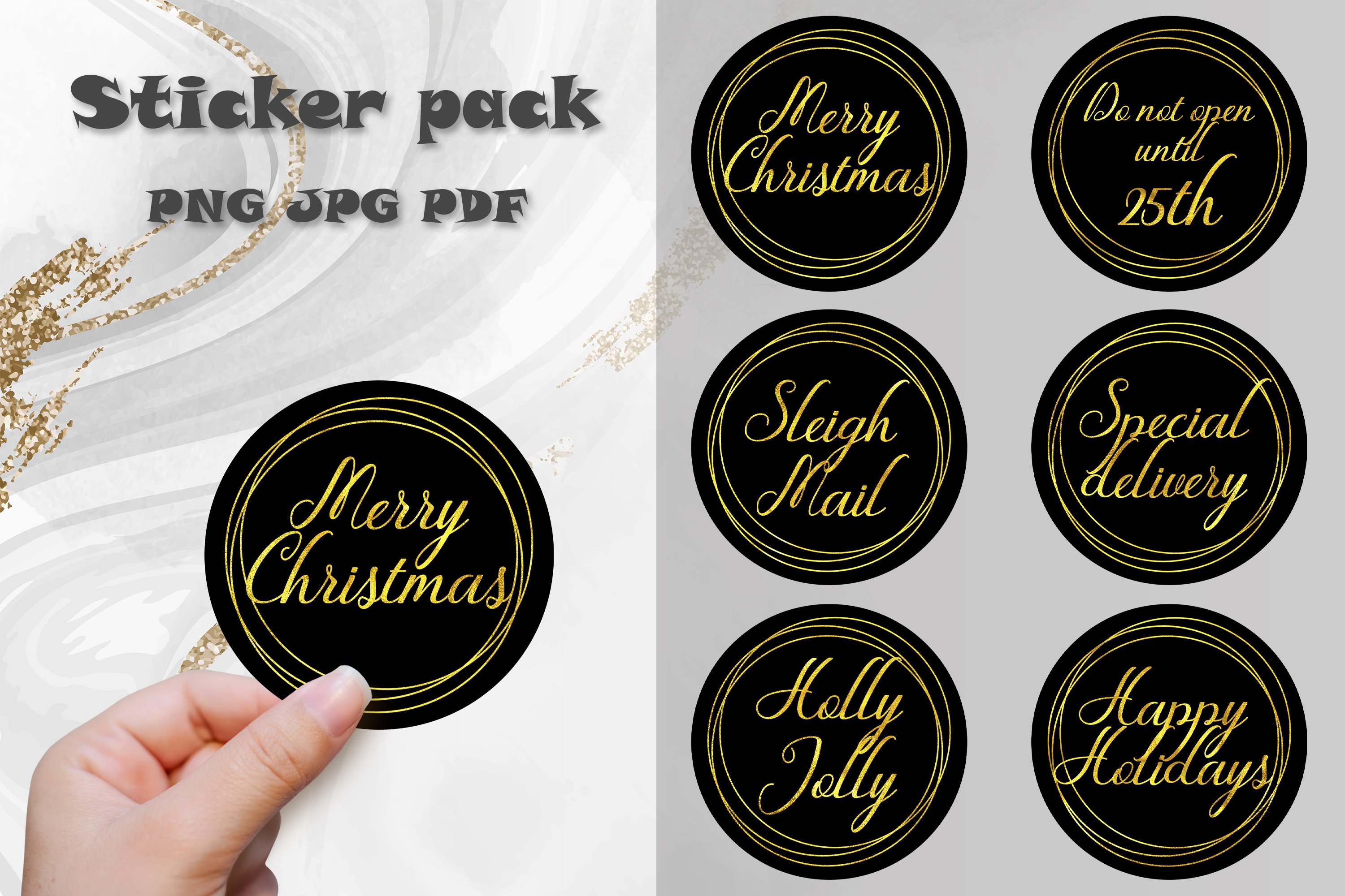 Thank you and Christmas stickers print and cut big bundle view 3