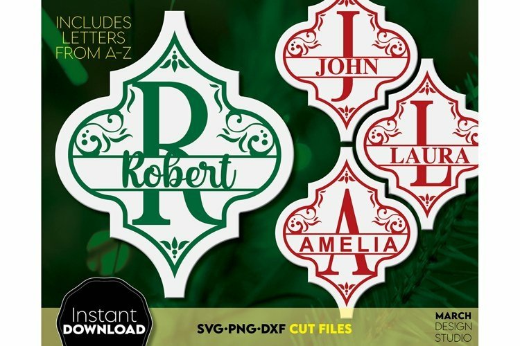 Arabesque Split Monogram | Christmas Monogram SVG | Tile SVG