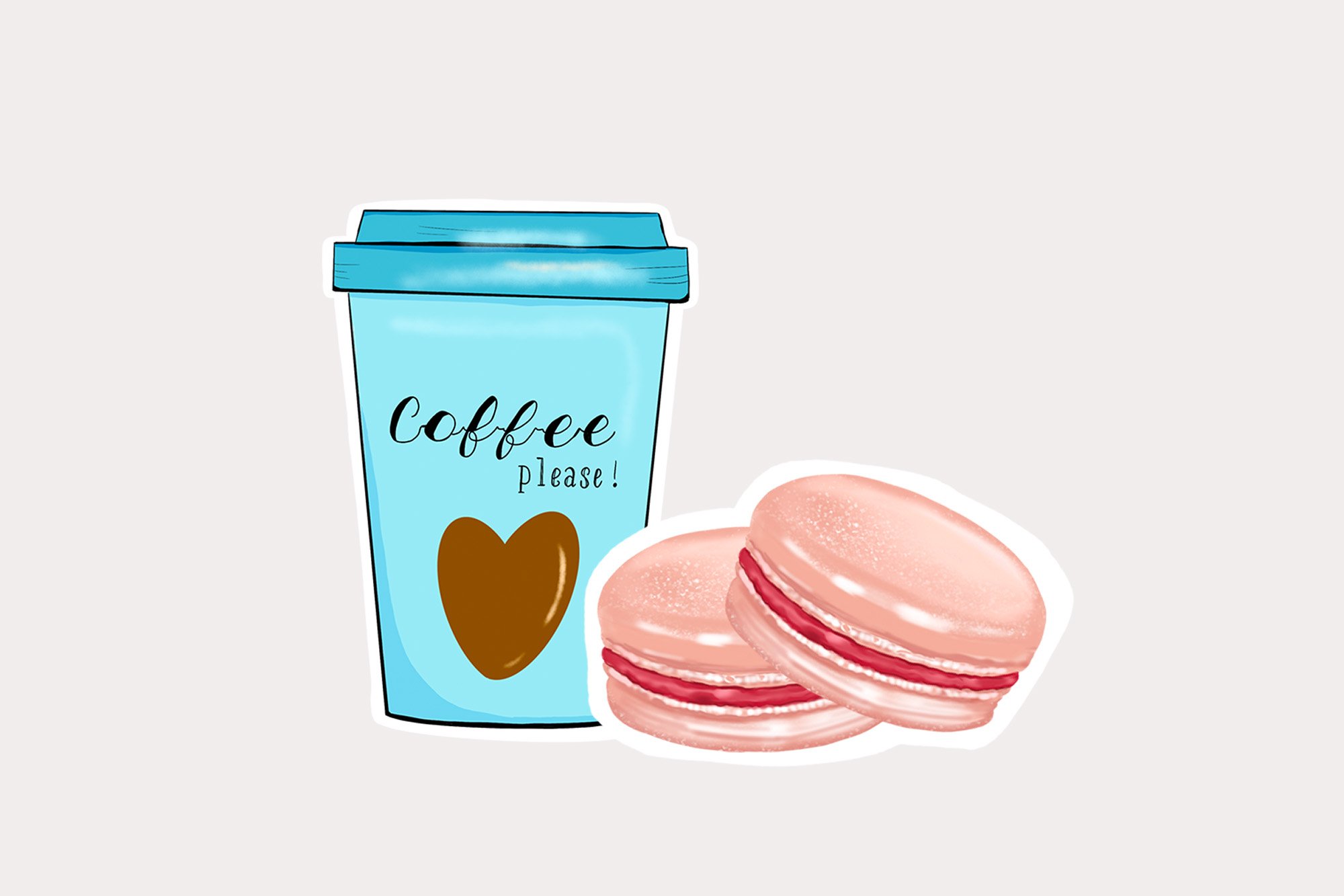 Stickers Coffee, Cinnabon, Croissant png. Food stickers. view 3