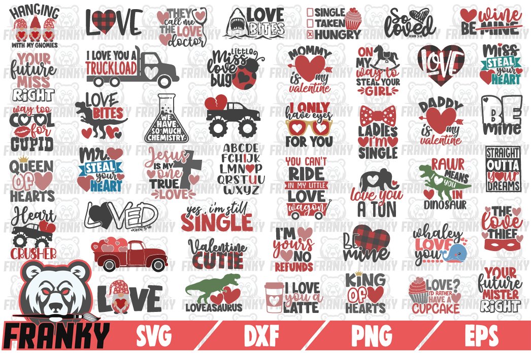 Valentines day Bundle - 45 designs - SVG / DXF / PNG / EPS