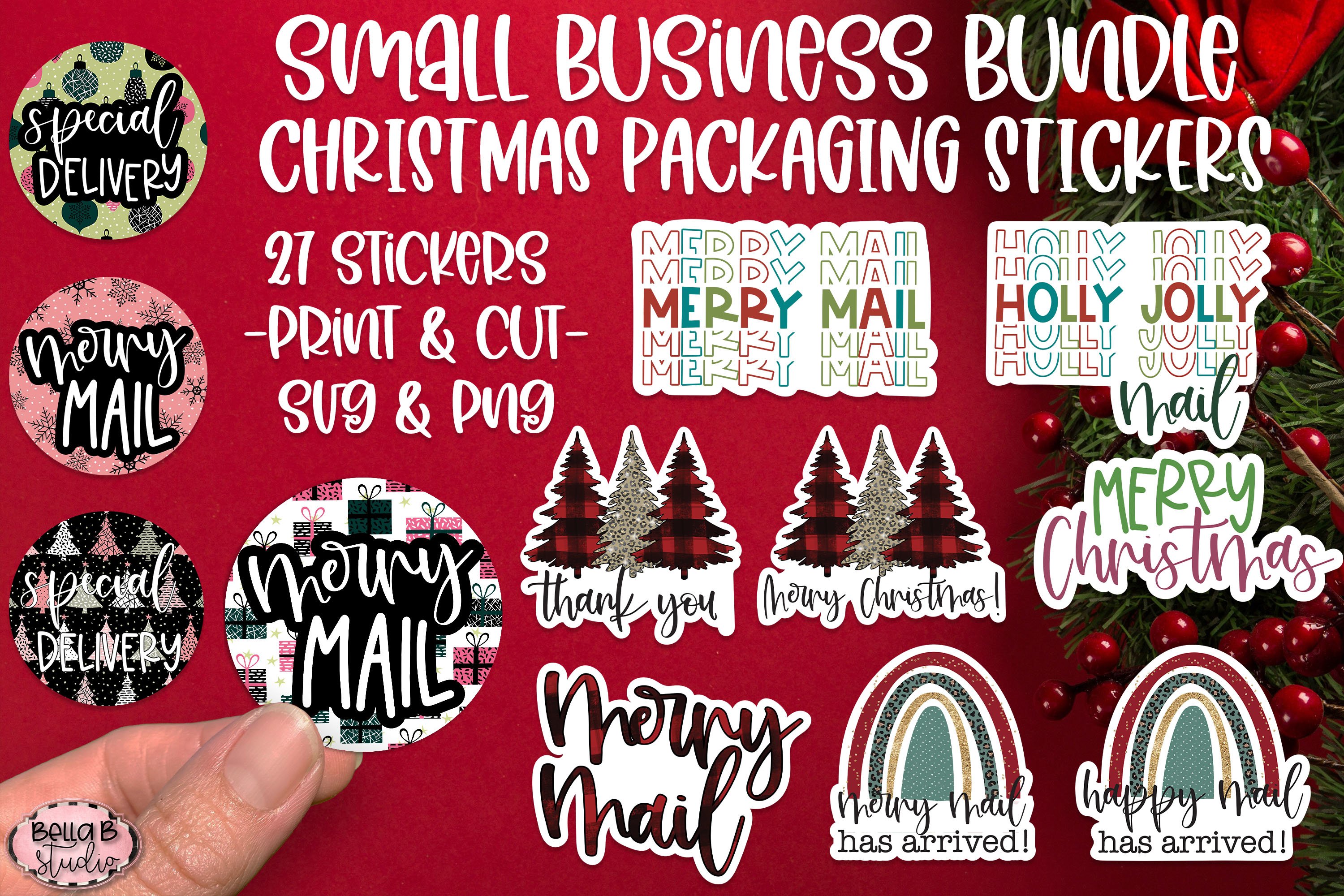 Christmas Stickers, Small Business Packaging Stickers Bundle