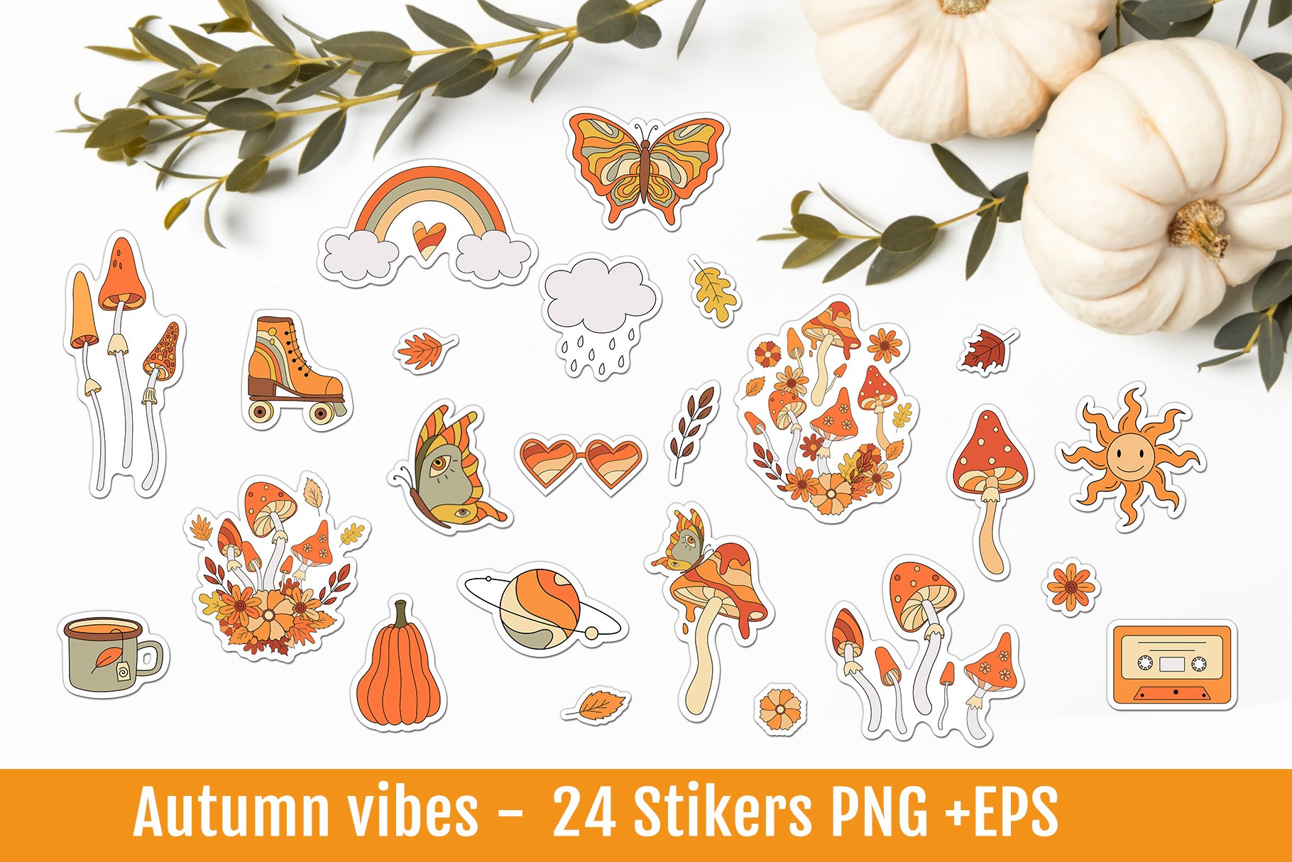 Autumn vibes - 24 PNG Stickers