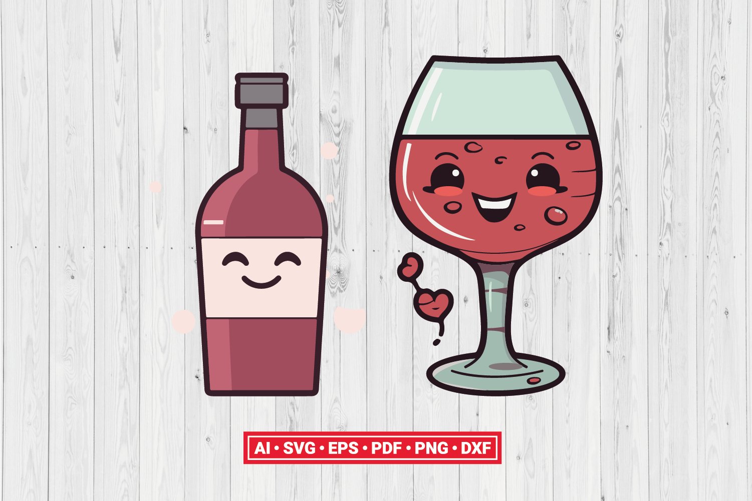 Cute Wine SVG Cut File Cricut Vector Clipart view 2