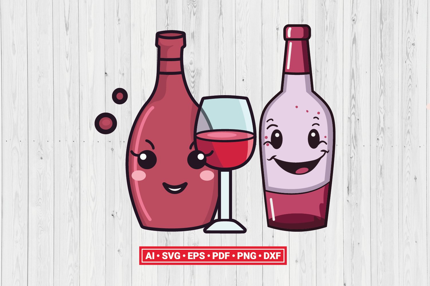 Cute Wine SVG Cut File Cricut Vector Clipart view 3