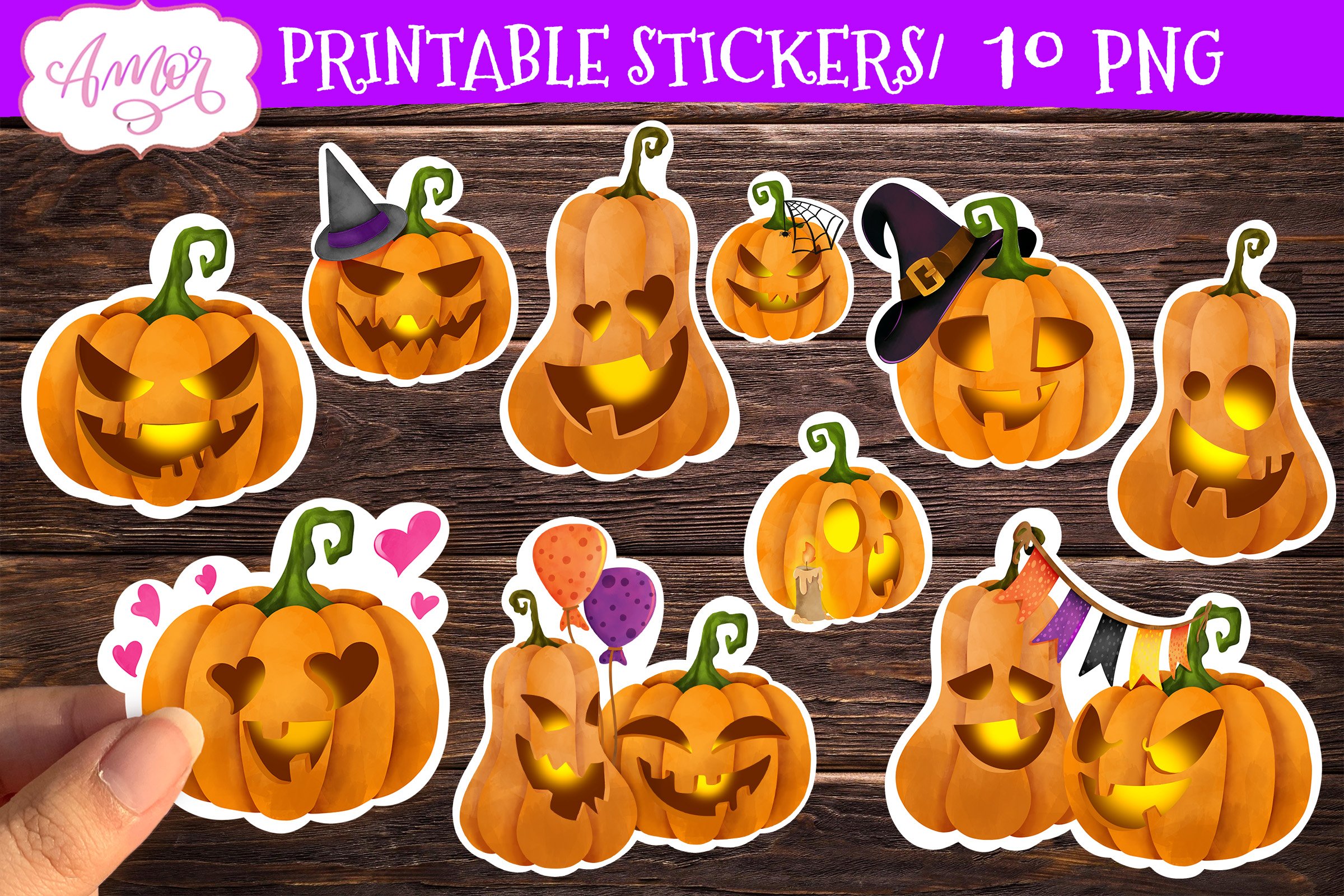 Halloween stickers for print   cut | Printable PNG stickers